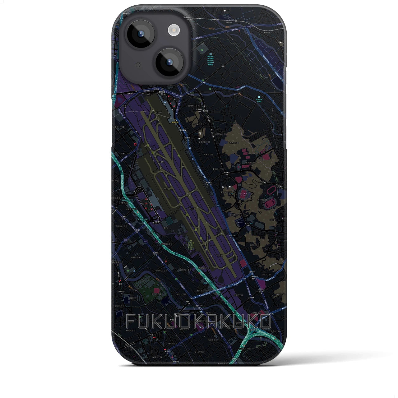【福岡空港(福岡県)】地図柄iPhoneケース(バックカバータイプ)