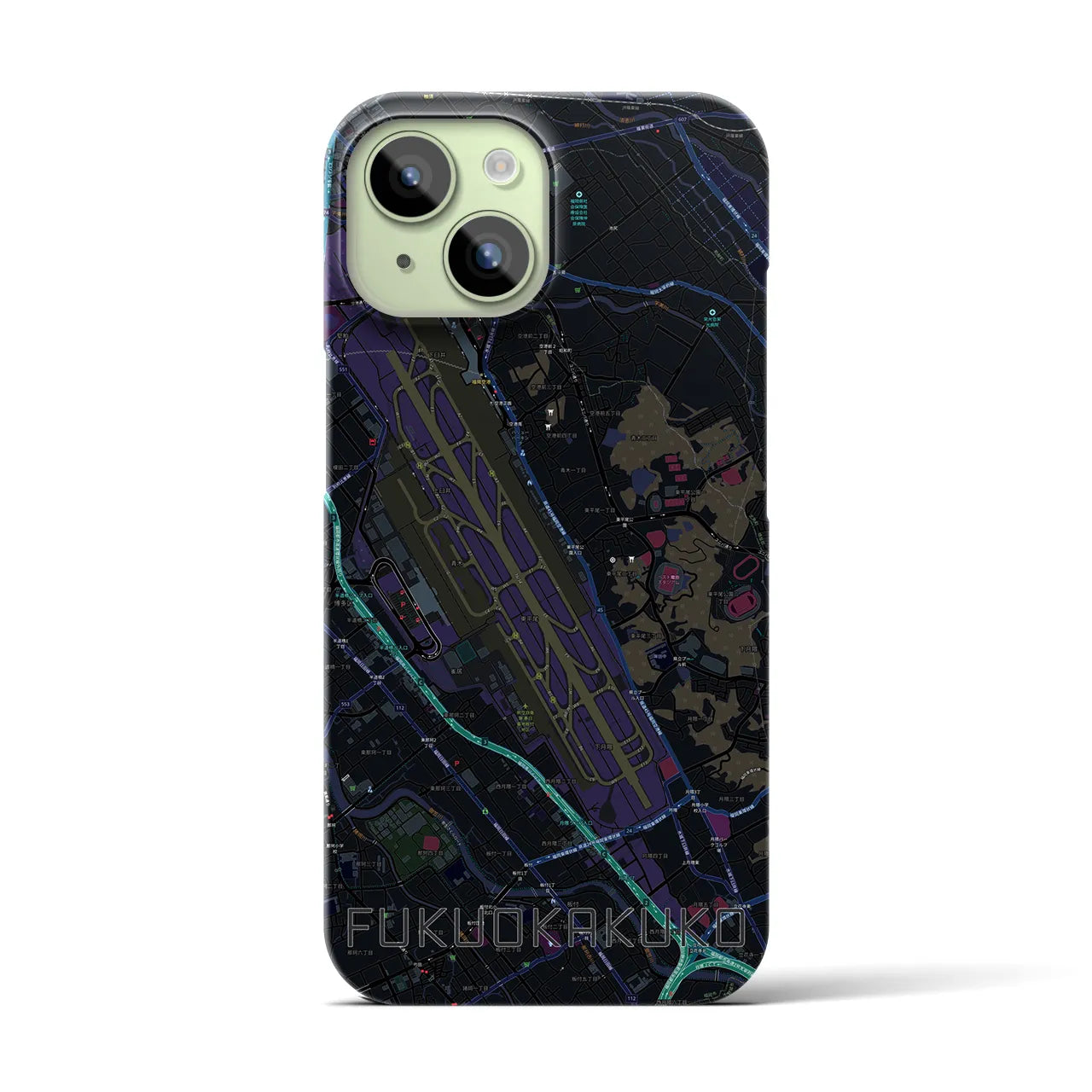 【福岡空港(福岡県)】地図柄iPhoneケース(バックカバータイプ)
