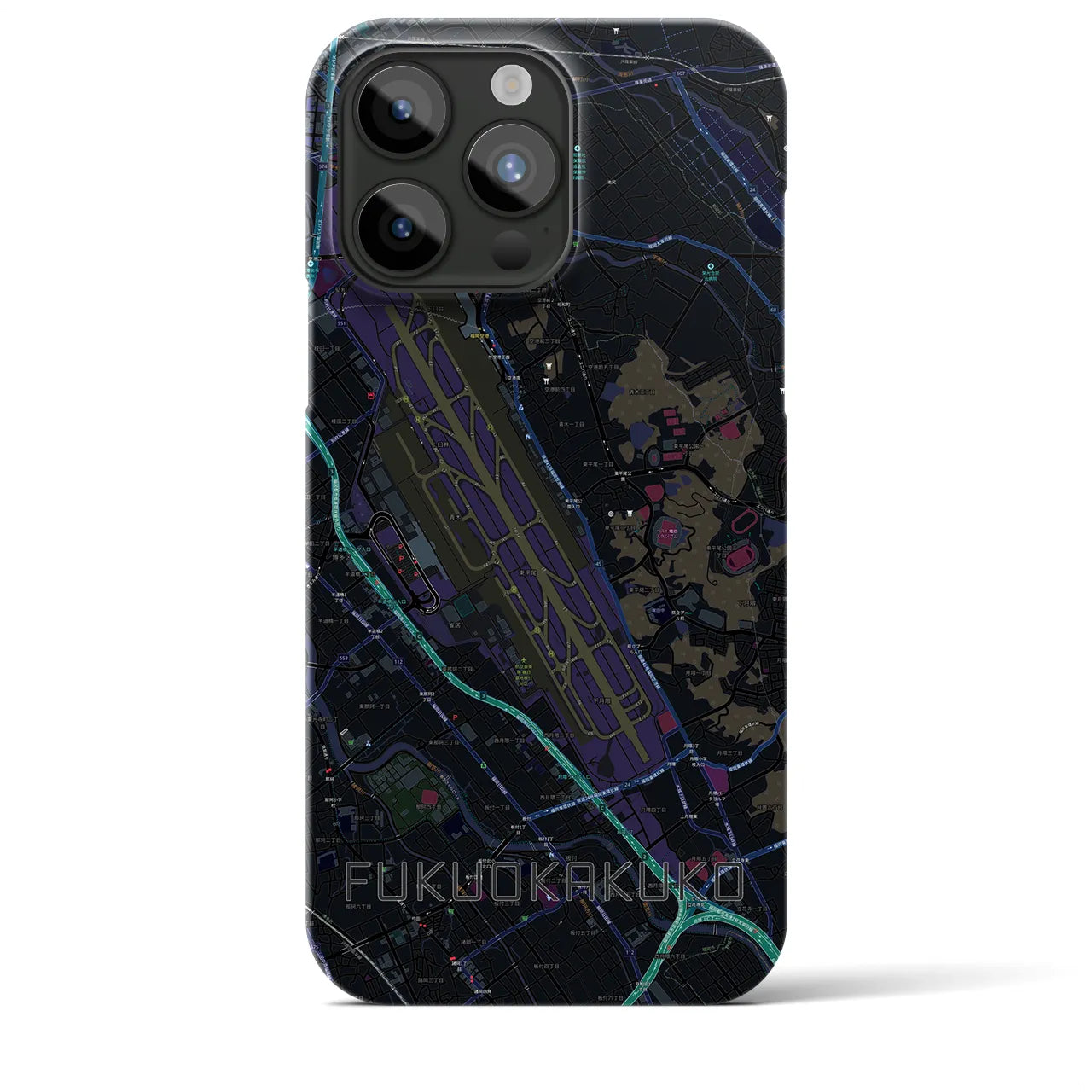 【福岡空港(福岡県)】地図柄iPhoneケース(バックカバータイプ)