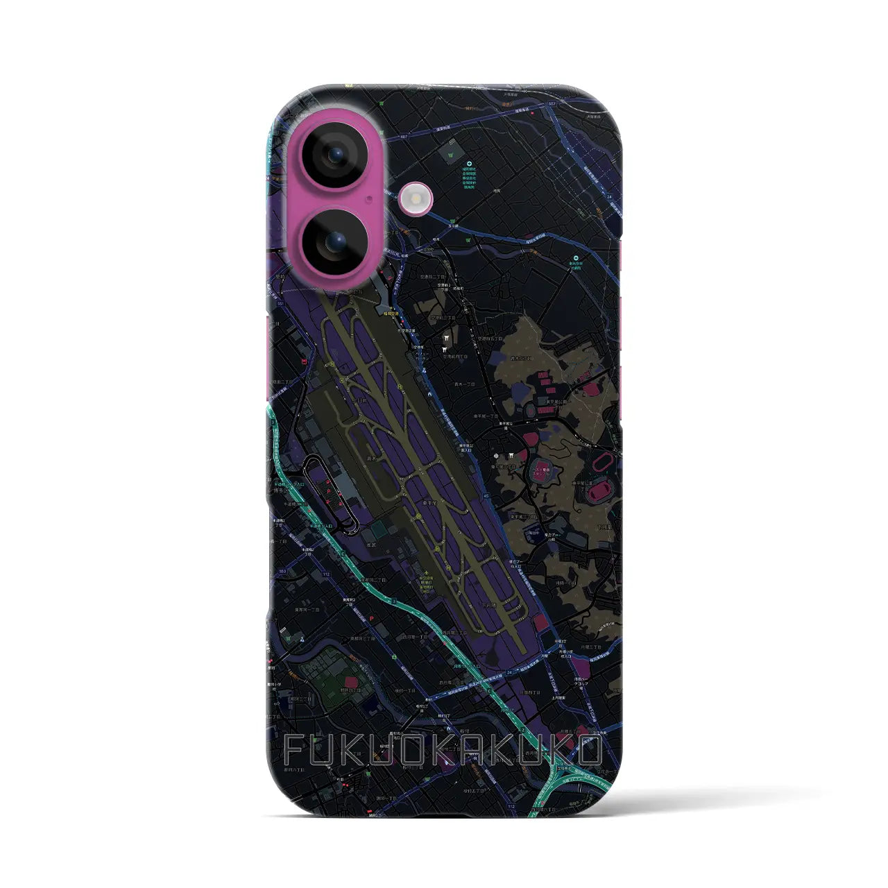 【福岡空港(福岡県)】地図柄iPhoneケース(バックカバータイプ)