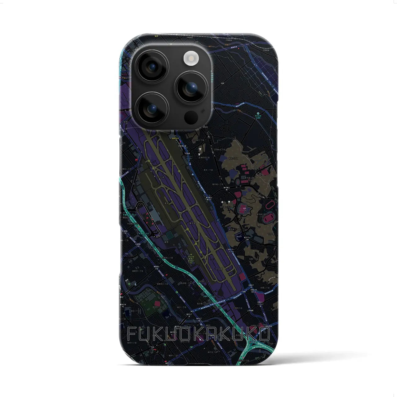 【福岡空港(福岡県)】地図柄iPhoneケース(バックカバータイプ)