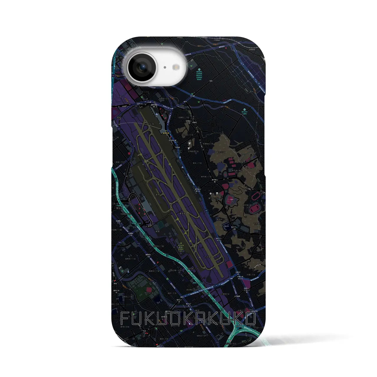 【福岡空港(福岡県)】地図柄iPhoneケース(バックカバータイプ)