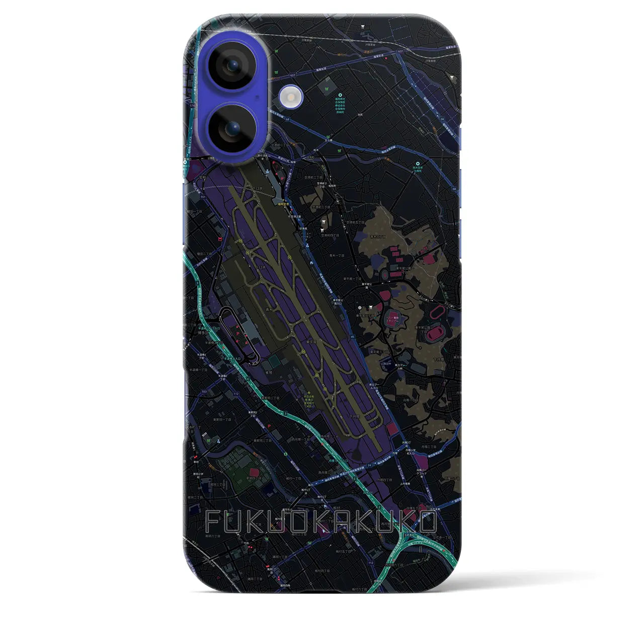 【福岡空港(福岡県)】地図柄iPhoneケース(バックカバータイプ)