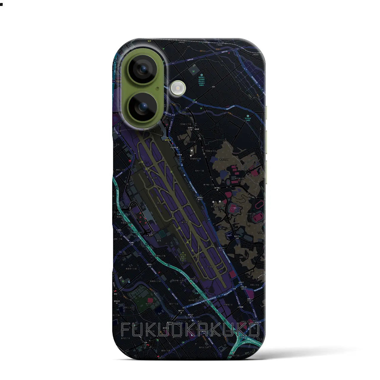 【福岡空港(福岡県)】地図柄iPhoneケース(バックカバータイプ)