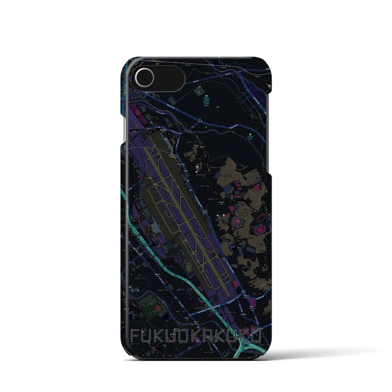 【福岡空港(福岡県)】地図柄iPhoneケース(バックカバータイプ)