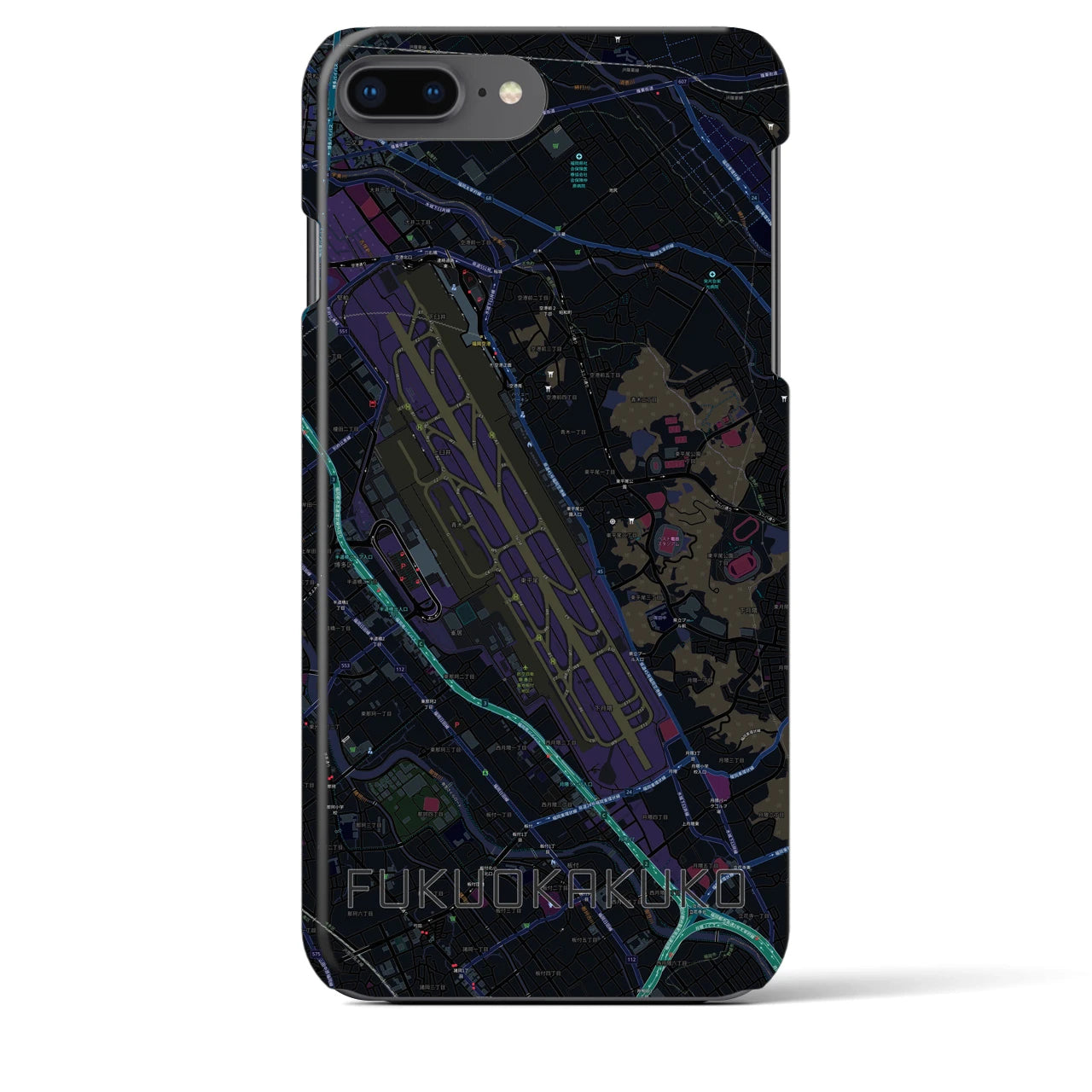 【福岡空港(福岡県)】地図柄iPhoneケース(バックカバータイプ)