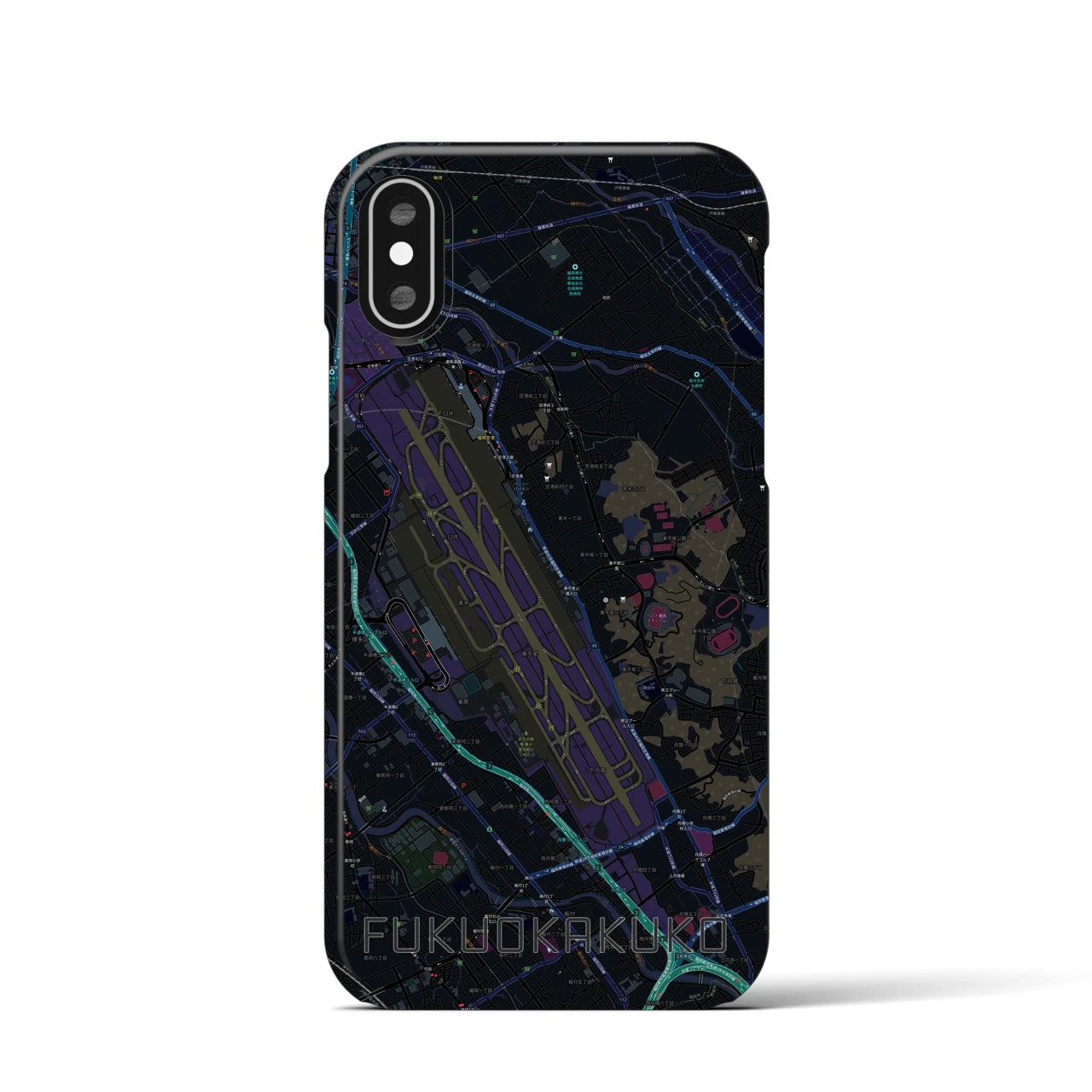 【福岡空港(福岡県)】地図柄iPhoneケース(バックカバータイプ)