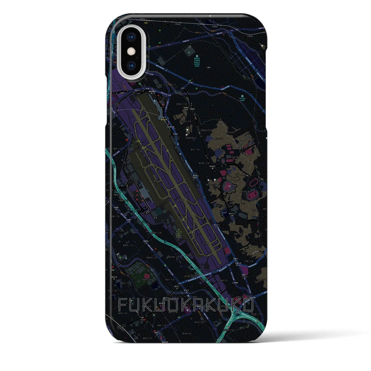 【福岡空港(福岡県)】地図柄iPhoneケース(バックカバータイプ)