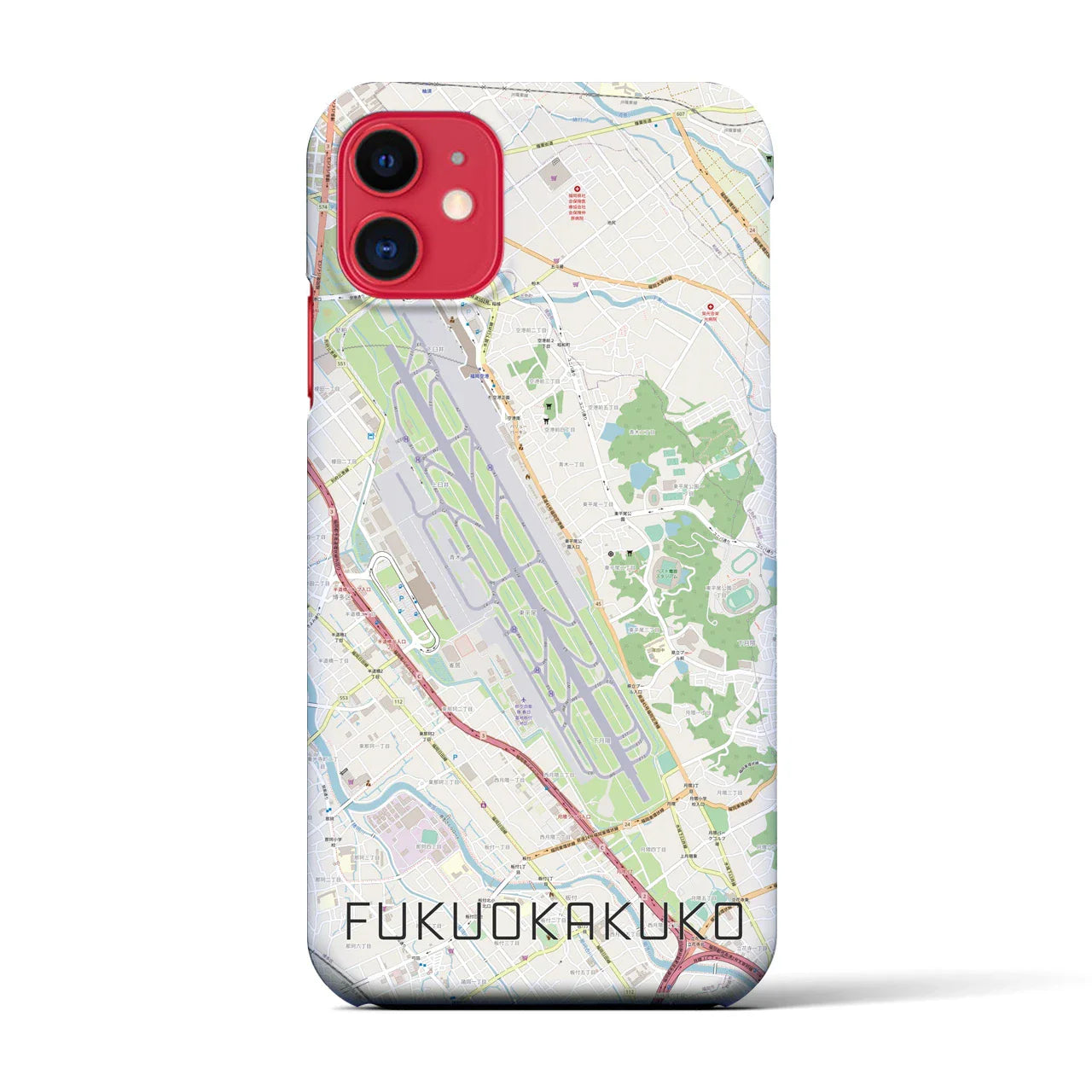 【福岡空港(福岡県)】地図柄iPhoneケース(バックカバータイプ)