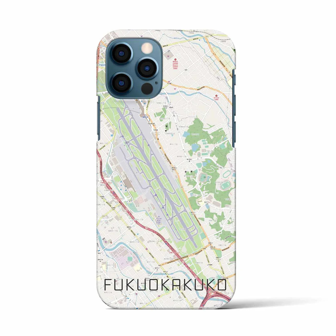 【福岡空港(福岡県)】地図柄iPhoneケース(バックカバータイプ)