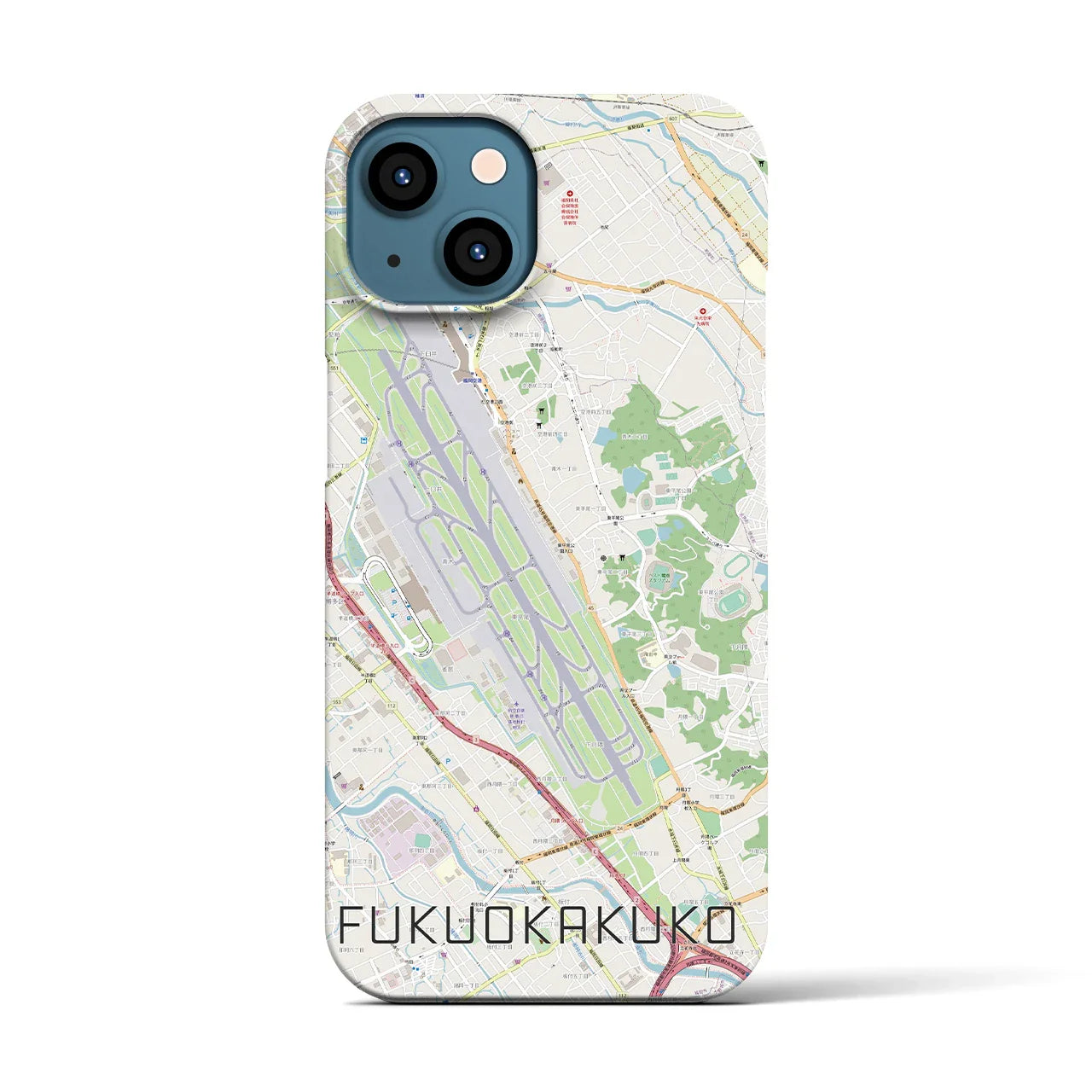 【福岡空港(福岡県)】地図柄iPhoneケース(バックカバータイプ)