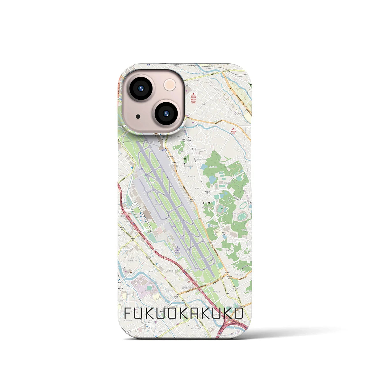 【福岡空港(福岡県)】地図柄iPhoneケース(バックカバータイプ)