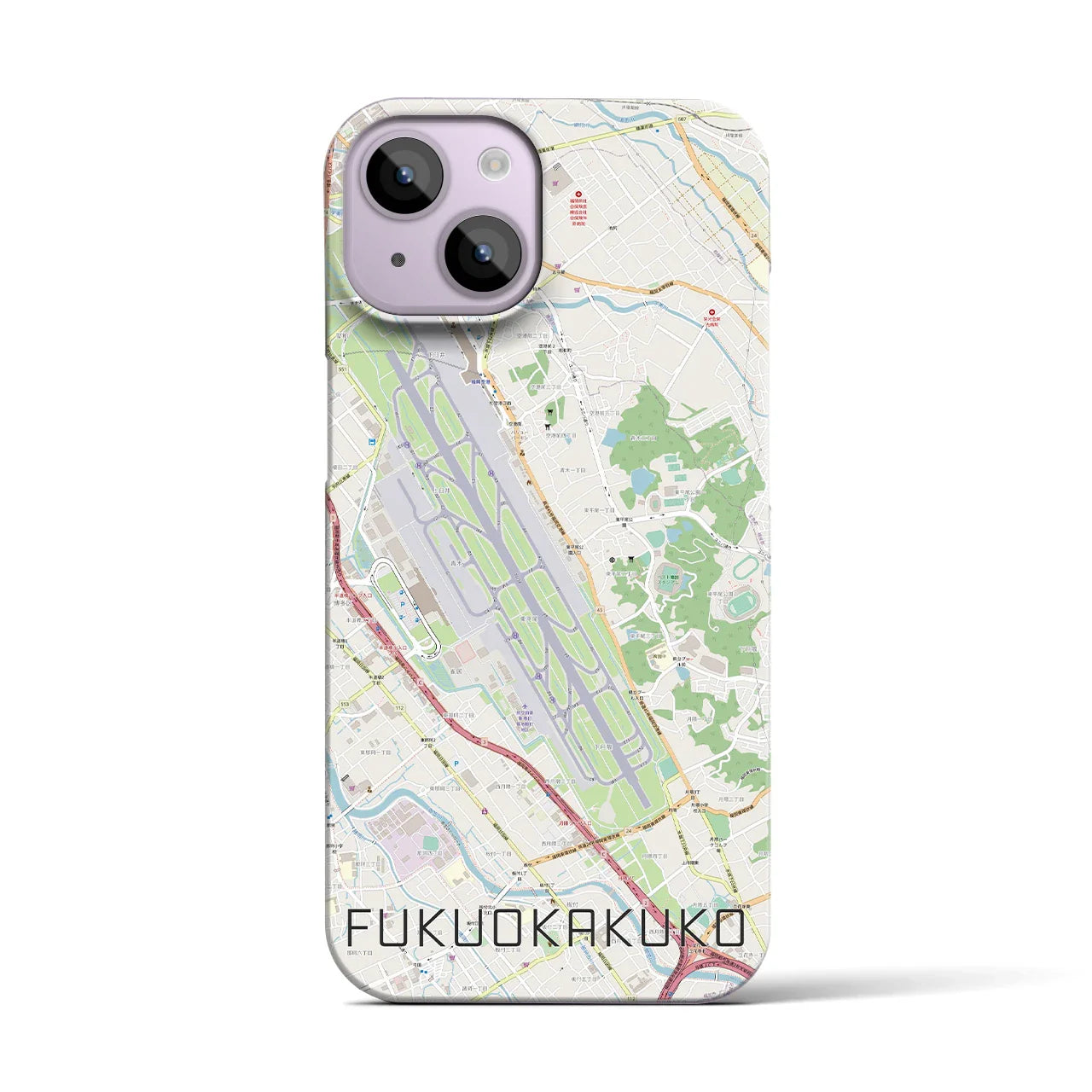 【福岡空港(福岡県)】地図柄iPhoneケース(バックカバータイプ)
