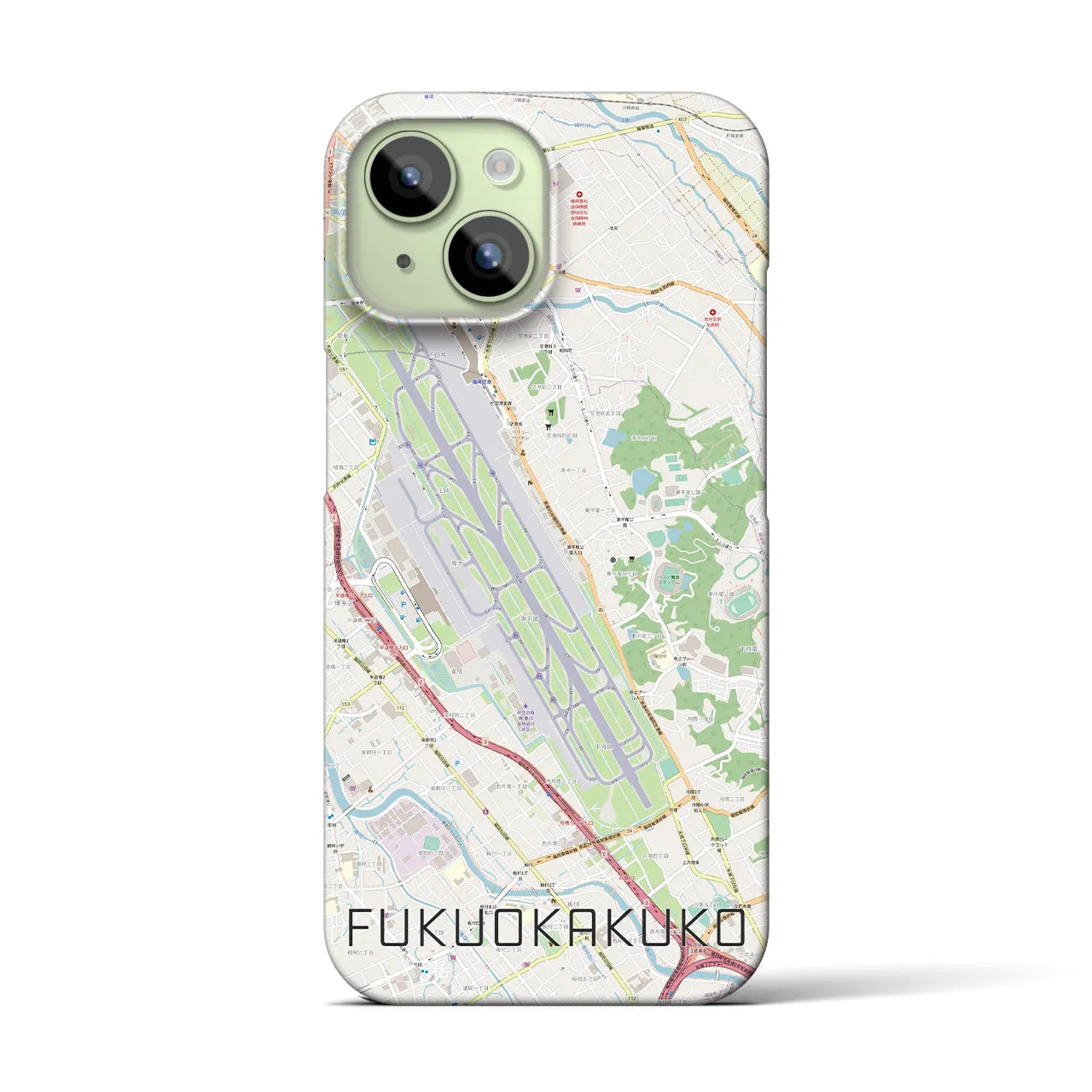 【福岡空港(福岡県)】地図柄iPhoneケース(バックカバータイプ)