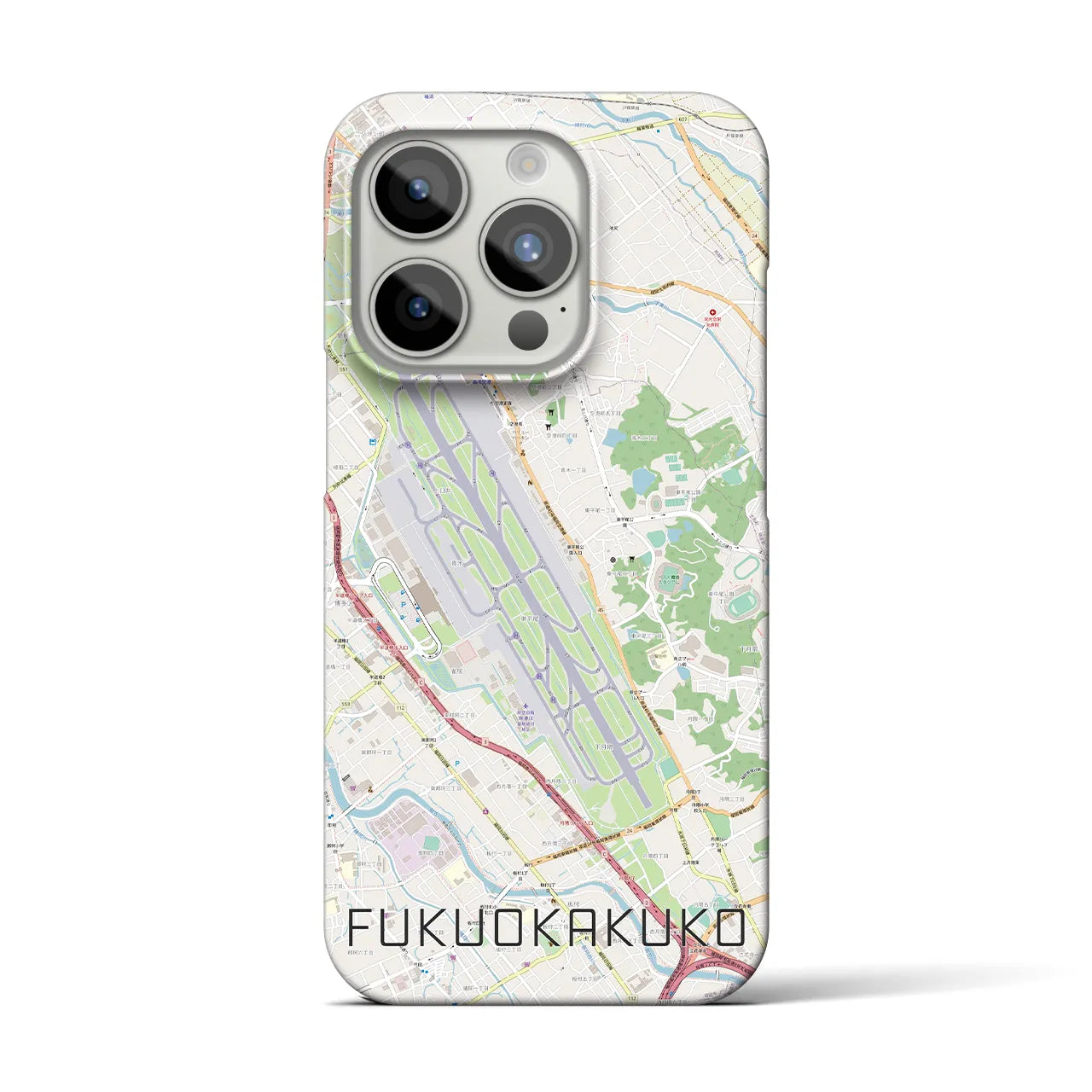 【福岡空港(福岡県)】地図柄iPhoneケース(バックカバータイプ)