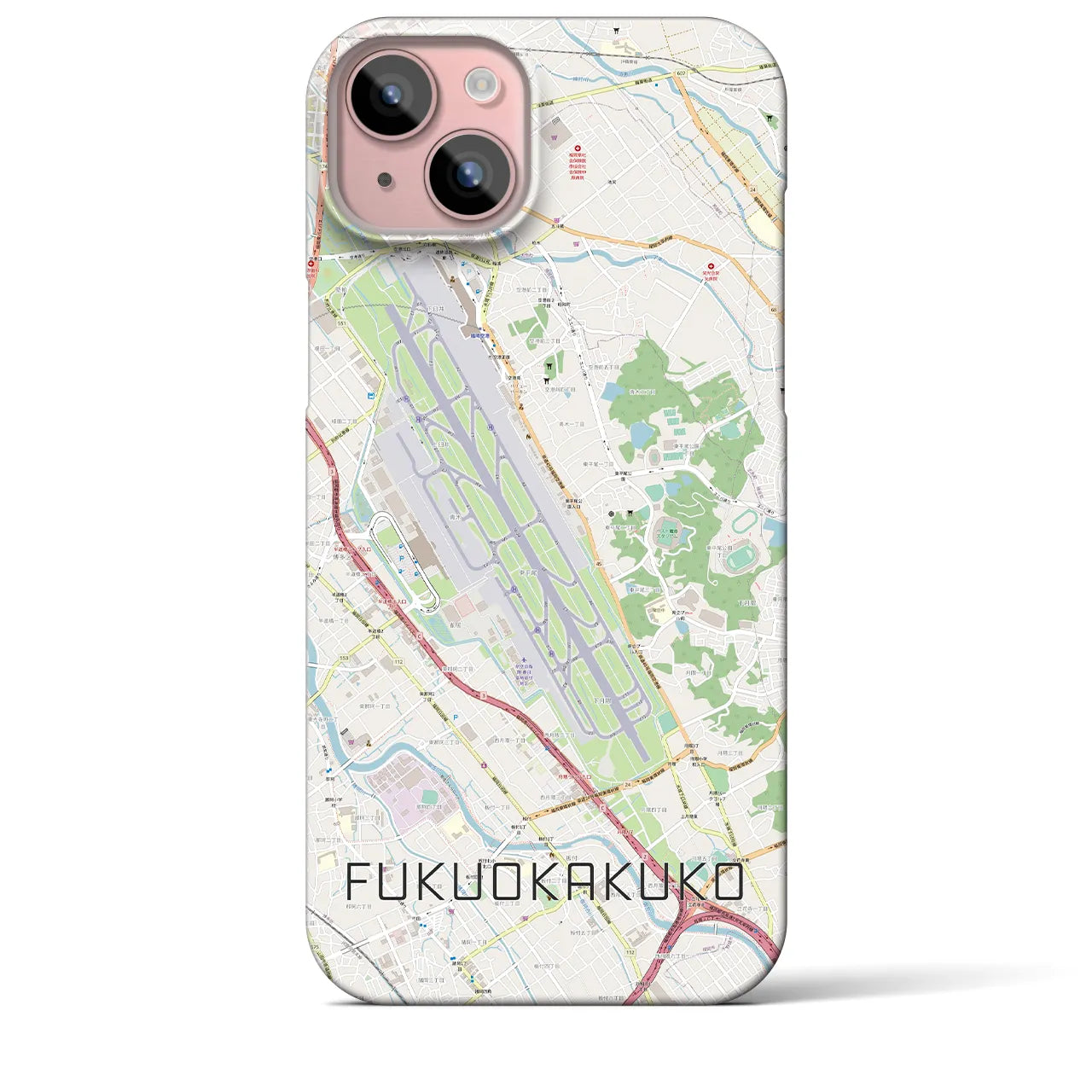 【福岡空港(福岡県)】地図柄iPhoneケース(バックカバータイプ)