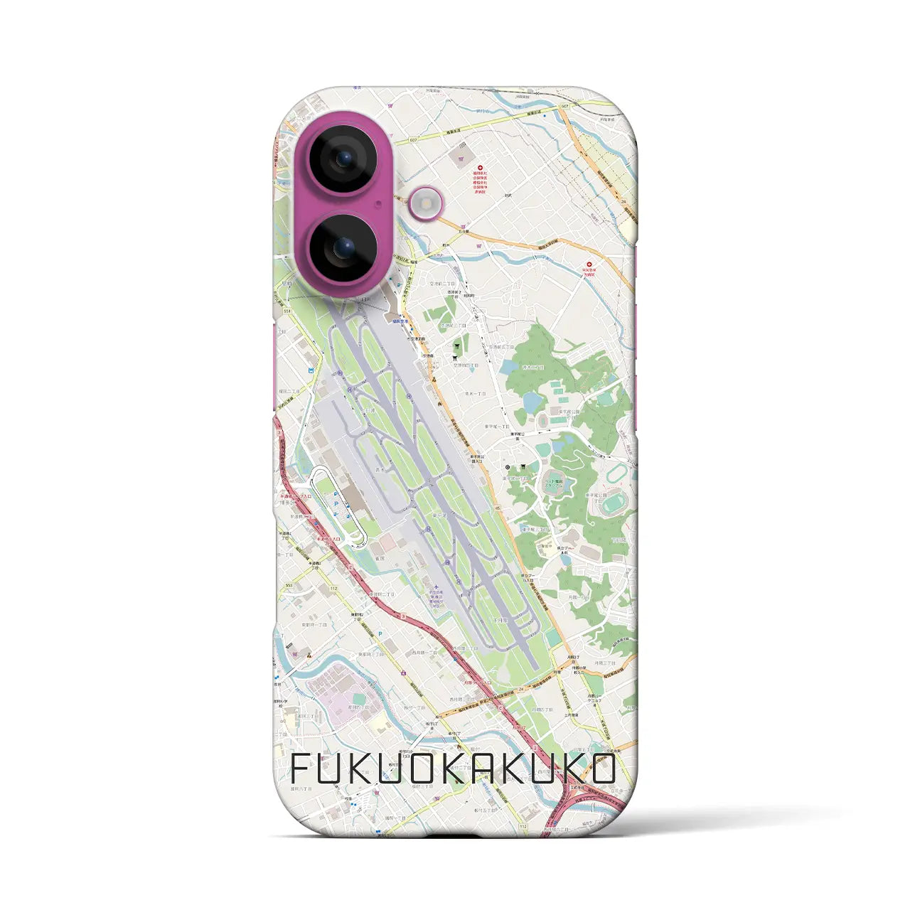 【福岡空港(福岡県)】地図柄iPhoneケース(バックカバータイプ)
