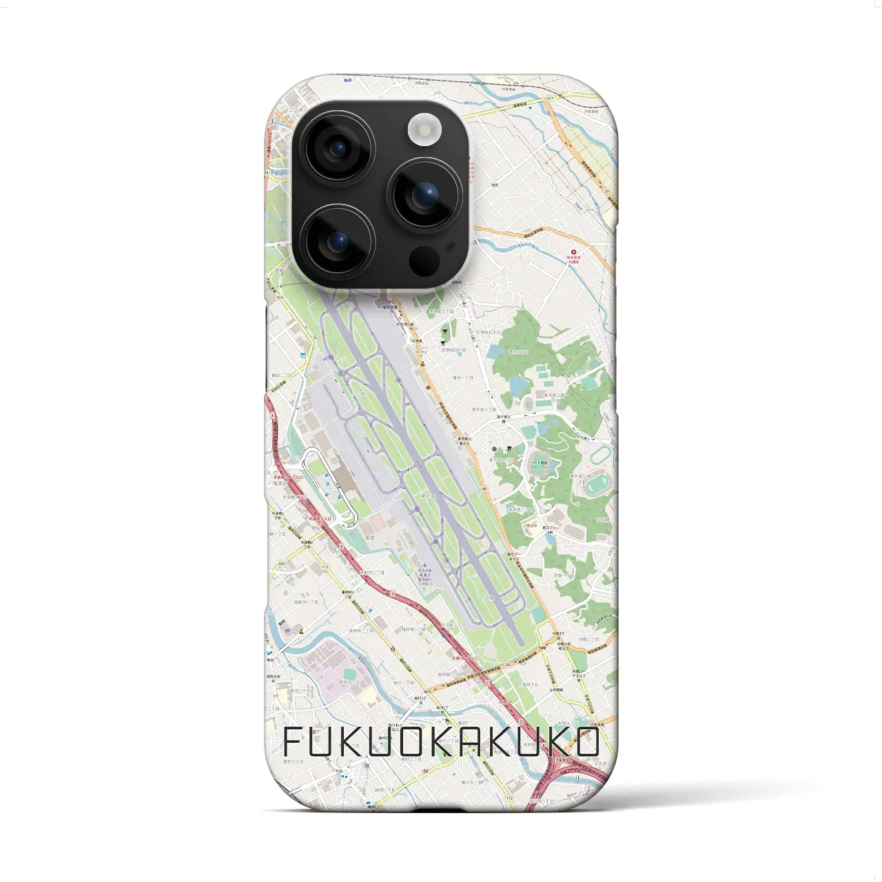 【福岡空港(福岡県)】地図柄iPhoneケース(バックカバータイプ)