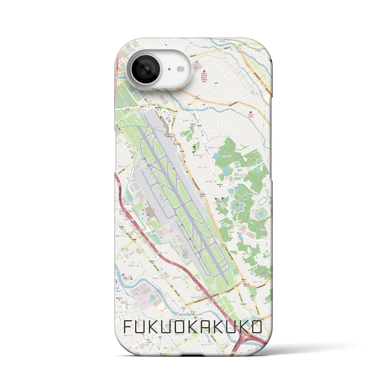 【福岡空港(福岡県)】地図柄iPhoneケース(バックカバータイプ)
