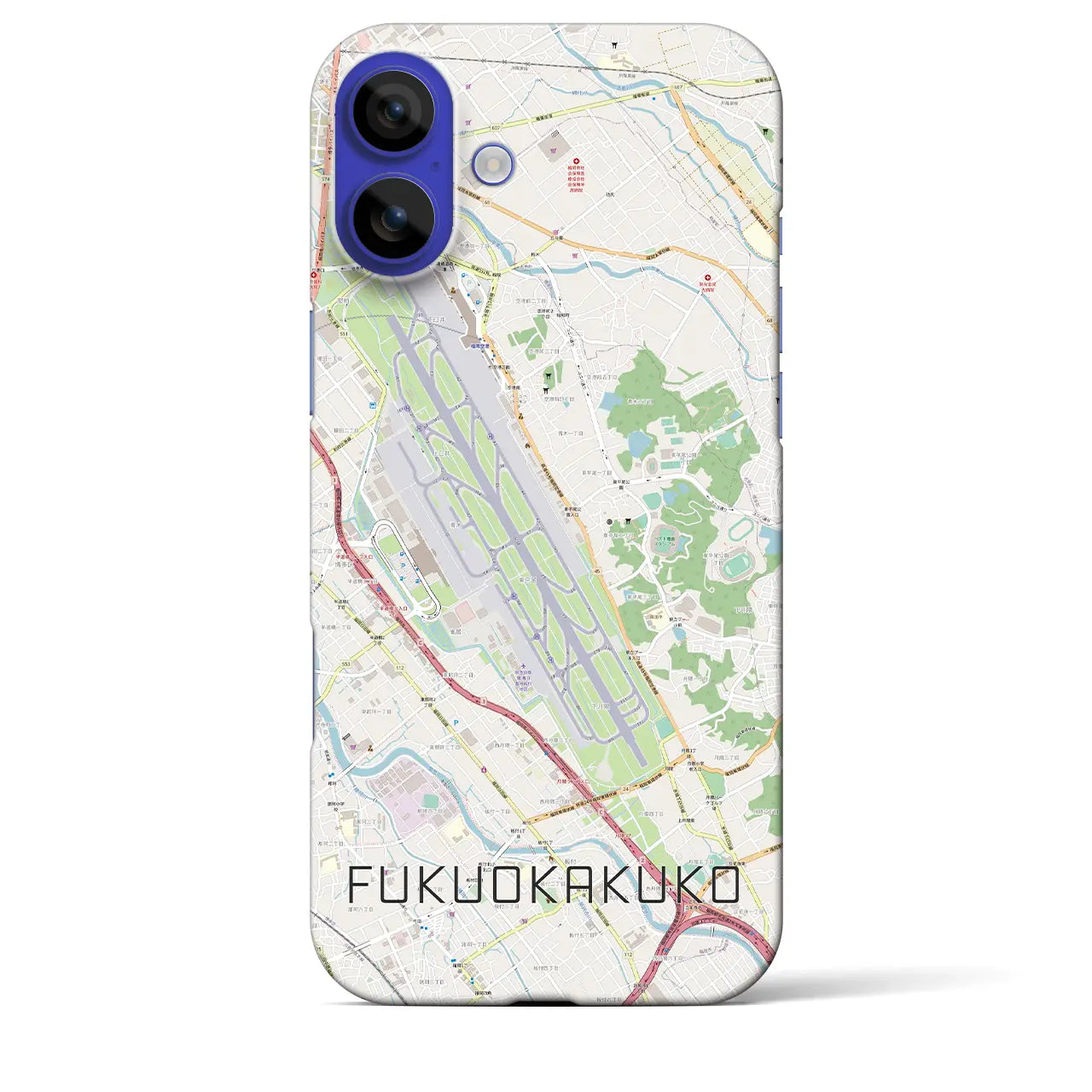 【福岡空港(福岡県)】地図柄iPhoneケース(バックカバータイプ)ブラック・iPhone 16 Pro Max 用