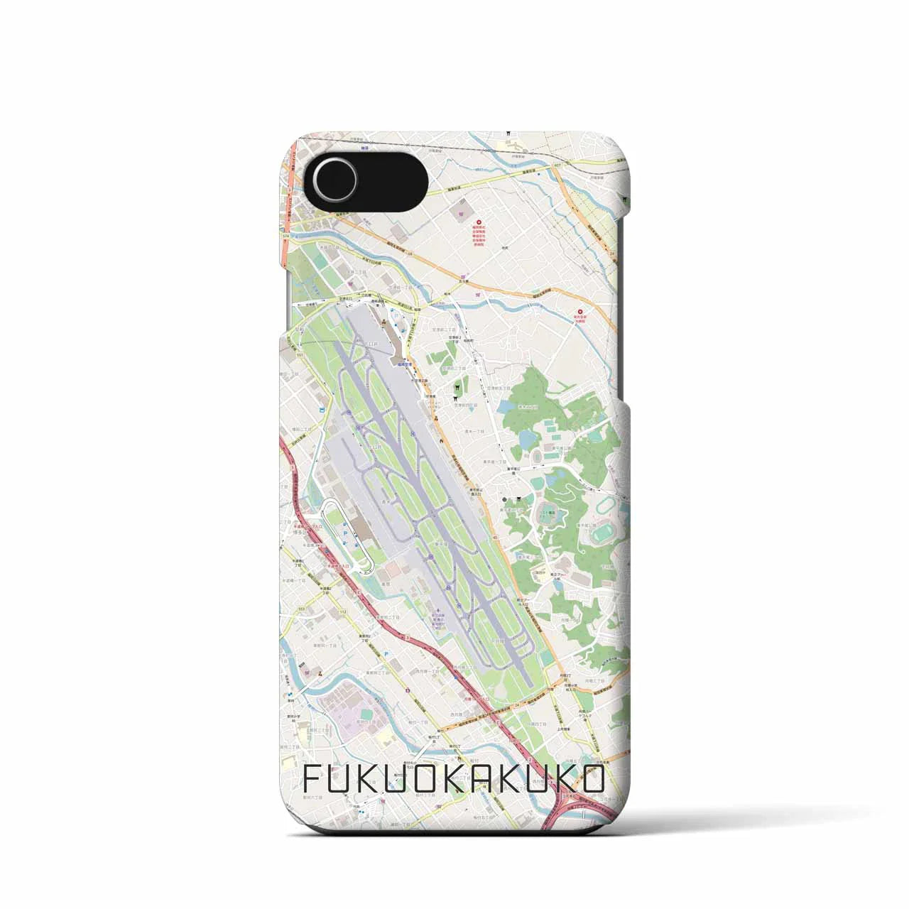 【福岡空港(福岡県)】地図柄iPhoneケース(バックカバータイプ)
