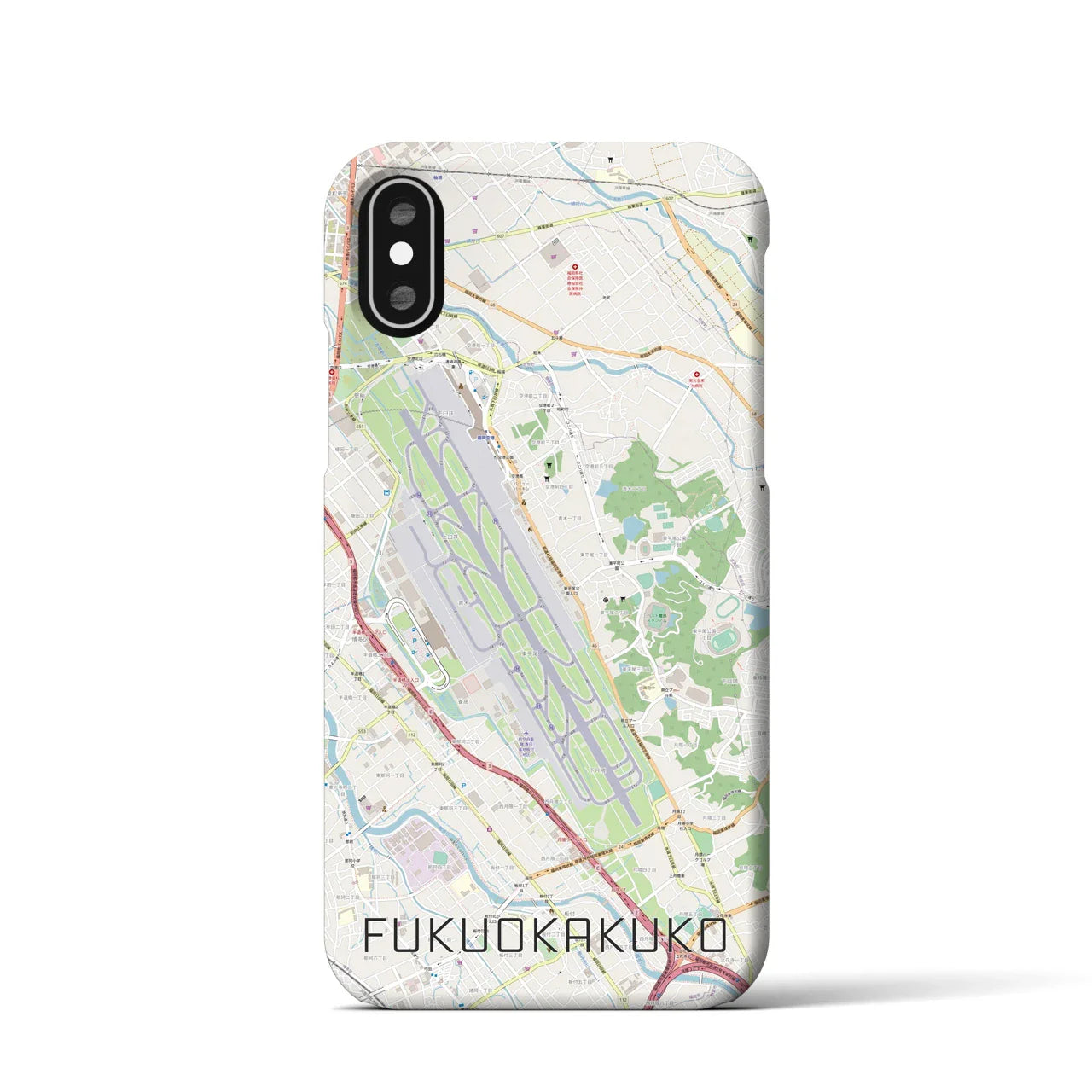 【福岡空港(福岡県)】地図柄iPhoneケース(バックカバータイプ)