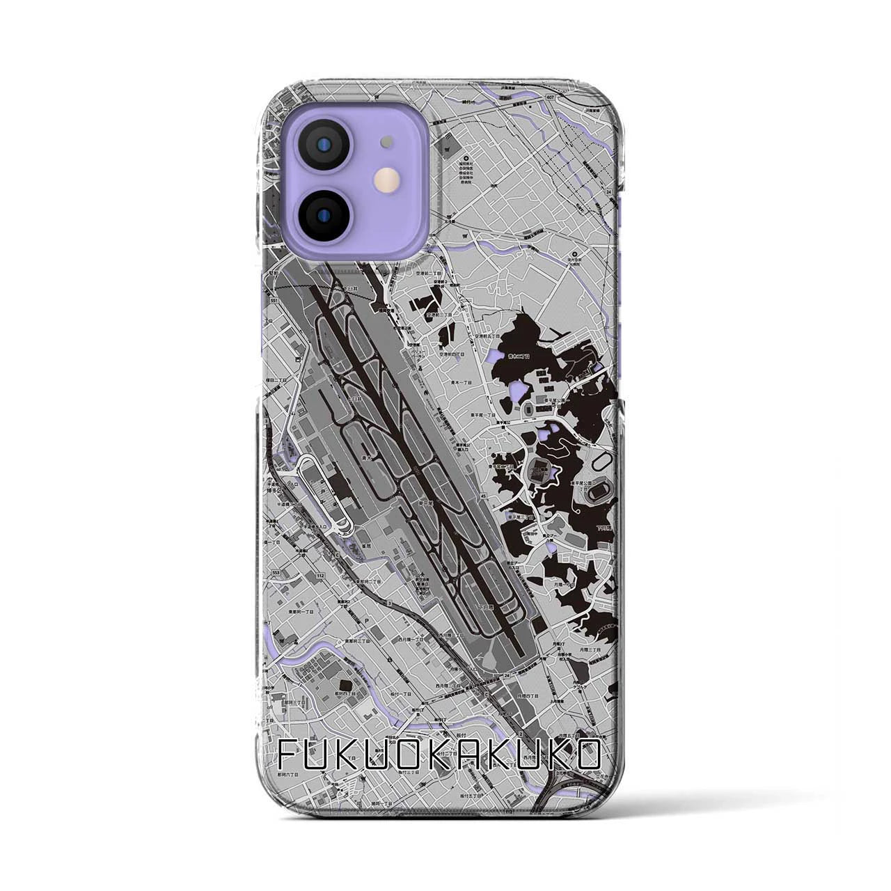 【福岡空港(福岡県)】地図柄iPhoneケース(クリアタイプ)