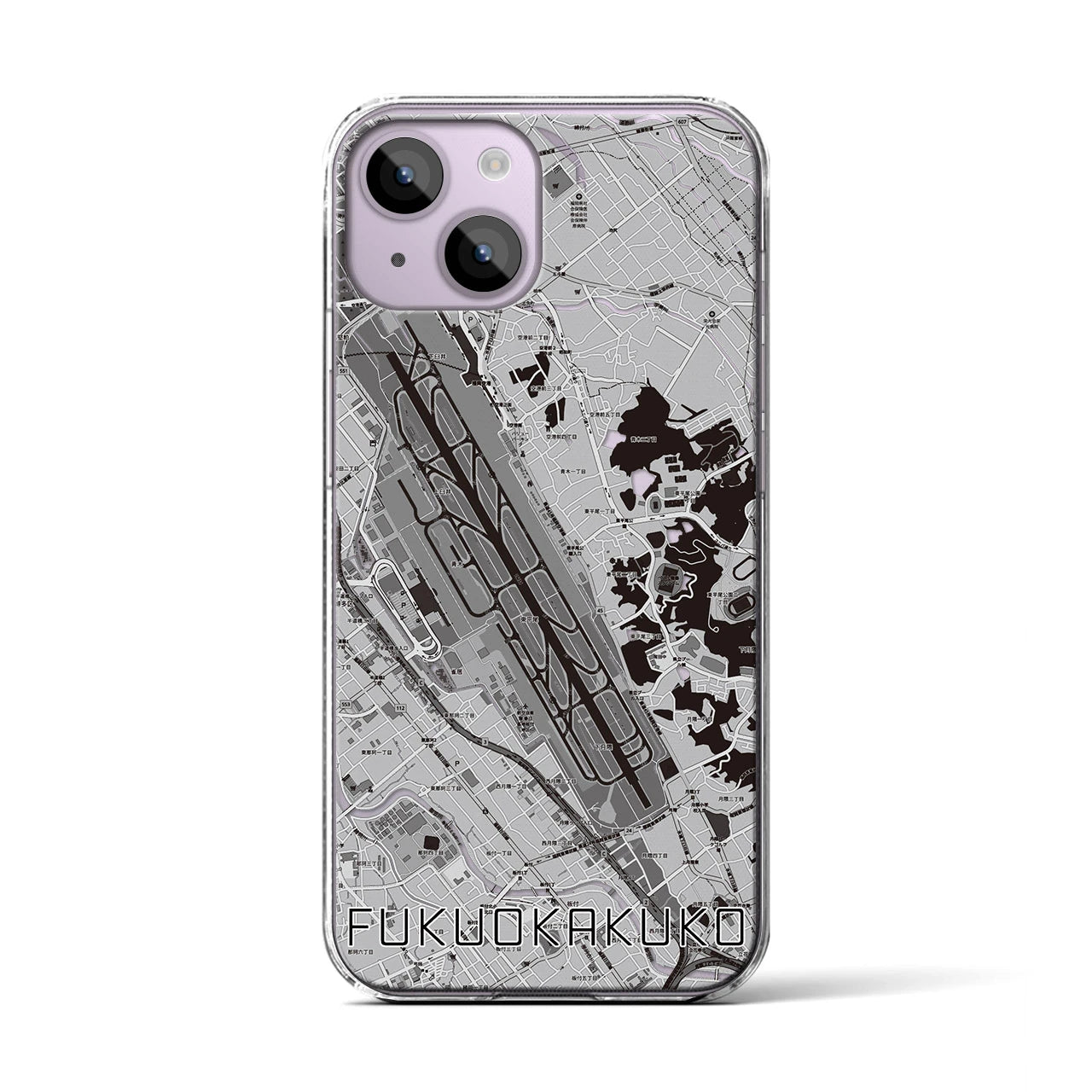 【福岡空港(福岡県)】地図柄iPhoneケース(クリアタイプ)