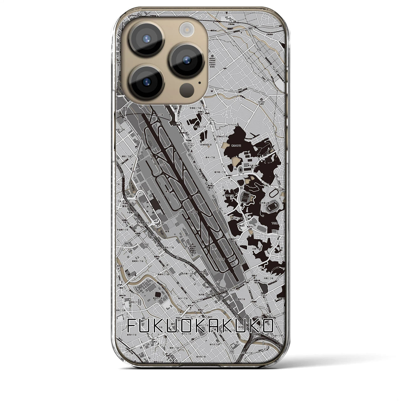 【福岡空港(福岡県)】地図柄iPhoneケース(クリアタイプ)