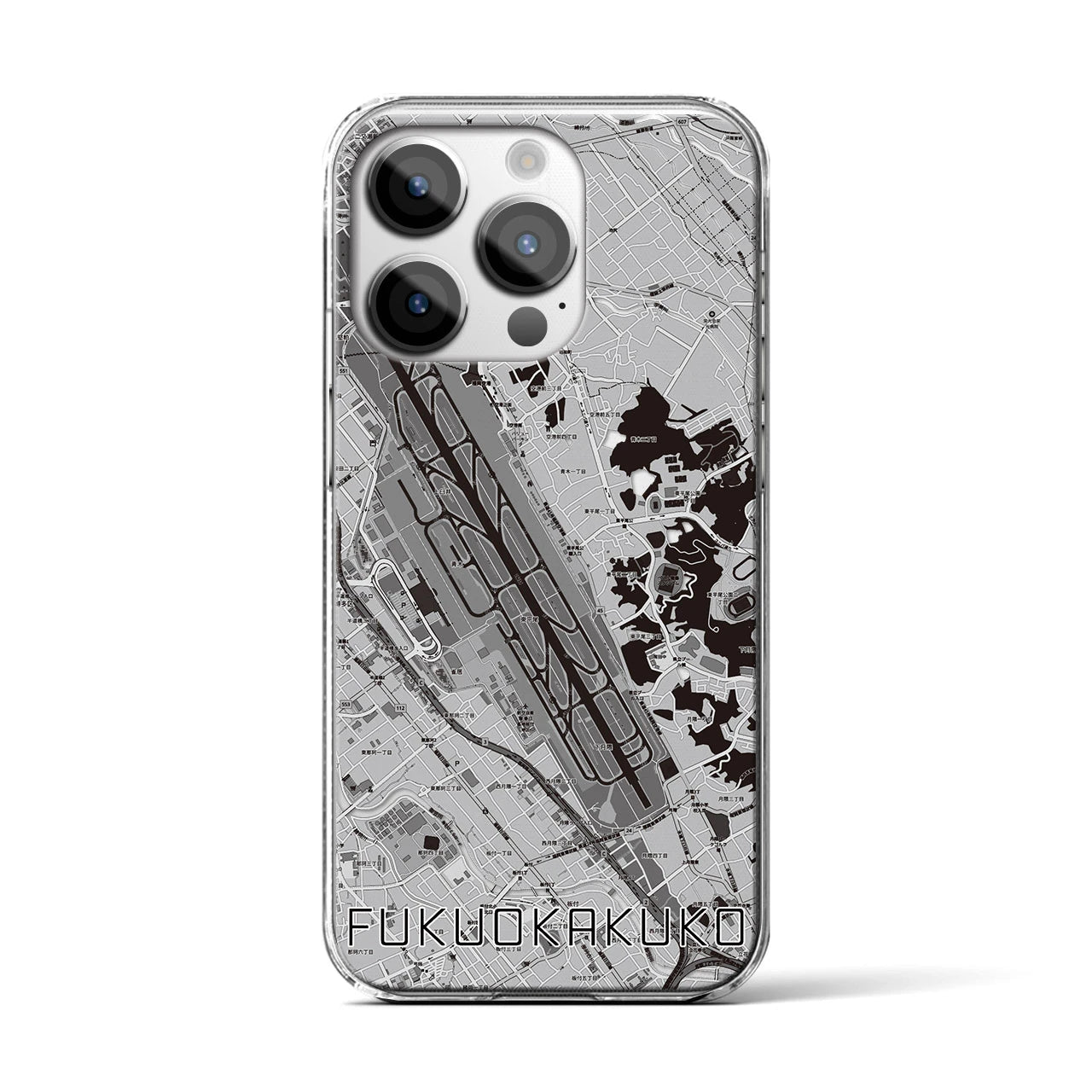 【福岡空港(福岡県)】地図柄iPhoneケース(クリアタイプ)
