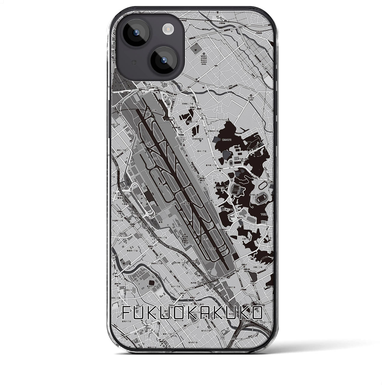 【福岡空港(福岡県)】地図柄iPhoneケース(クリアタイプ)