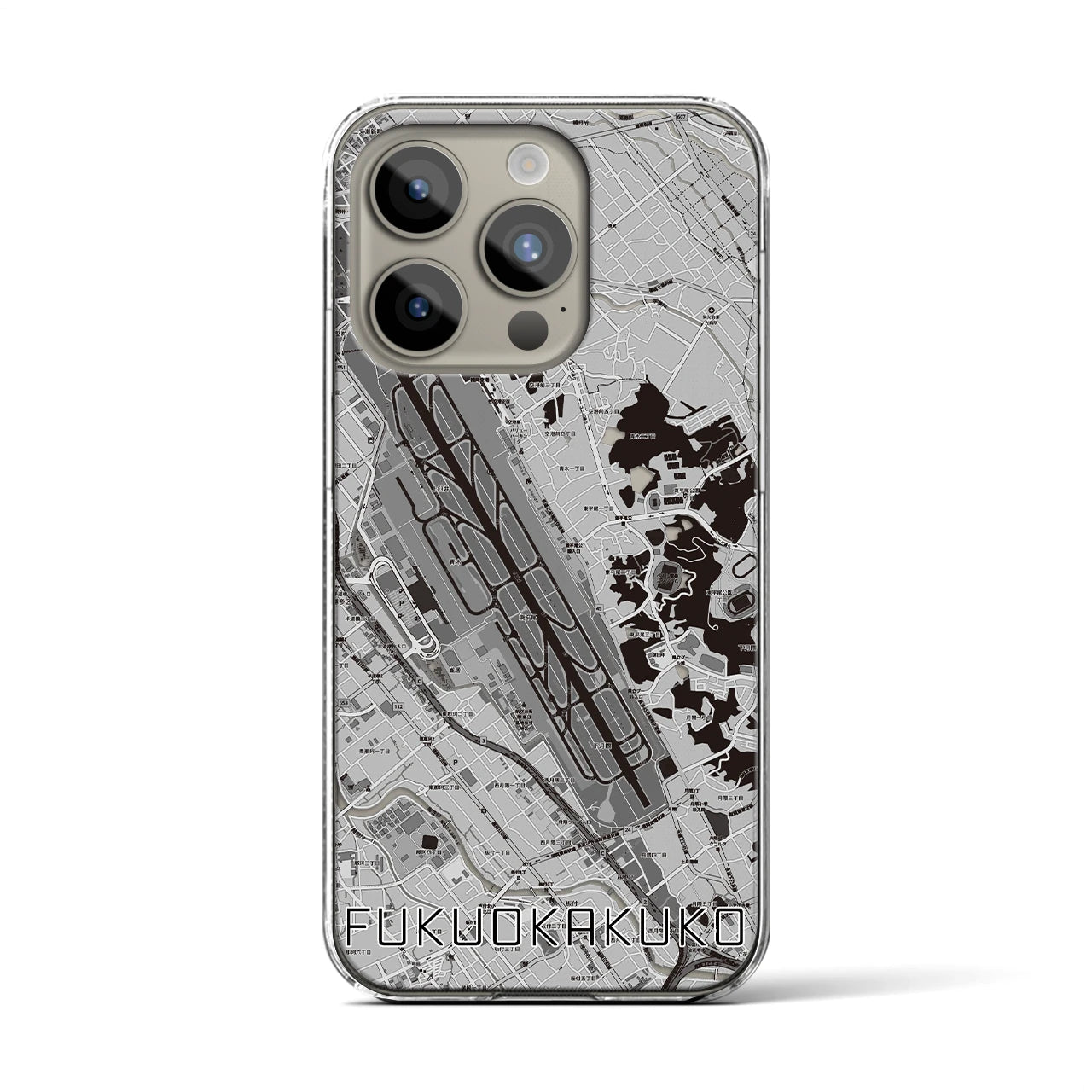 【福岡空港(福岡県)】地図柄iPhoneケース(クリアタイプ)