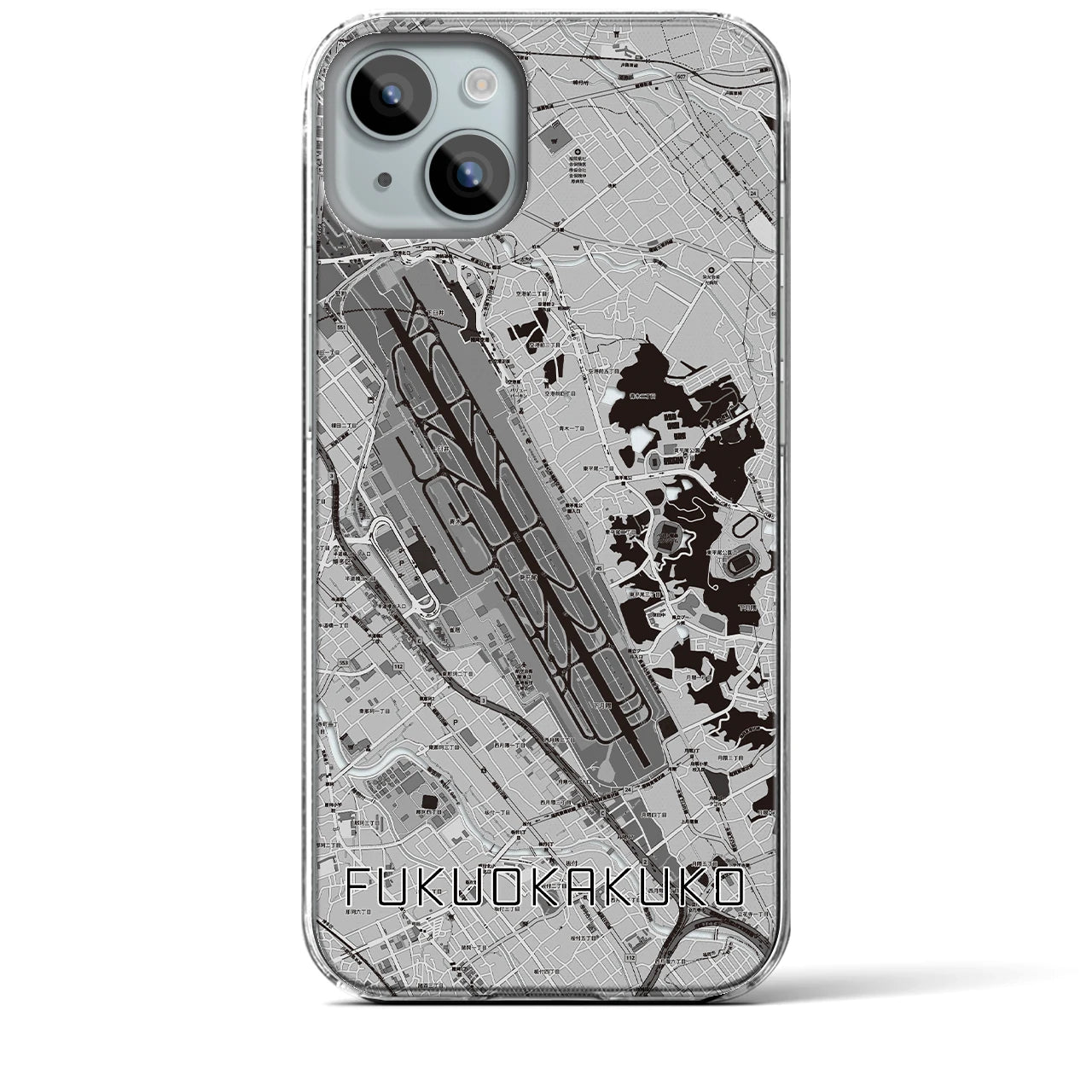 【福岡空港(福岡県)】地図柄iPhoneケース(クリアタイプ)
