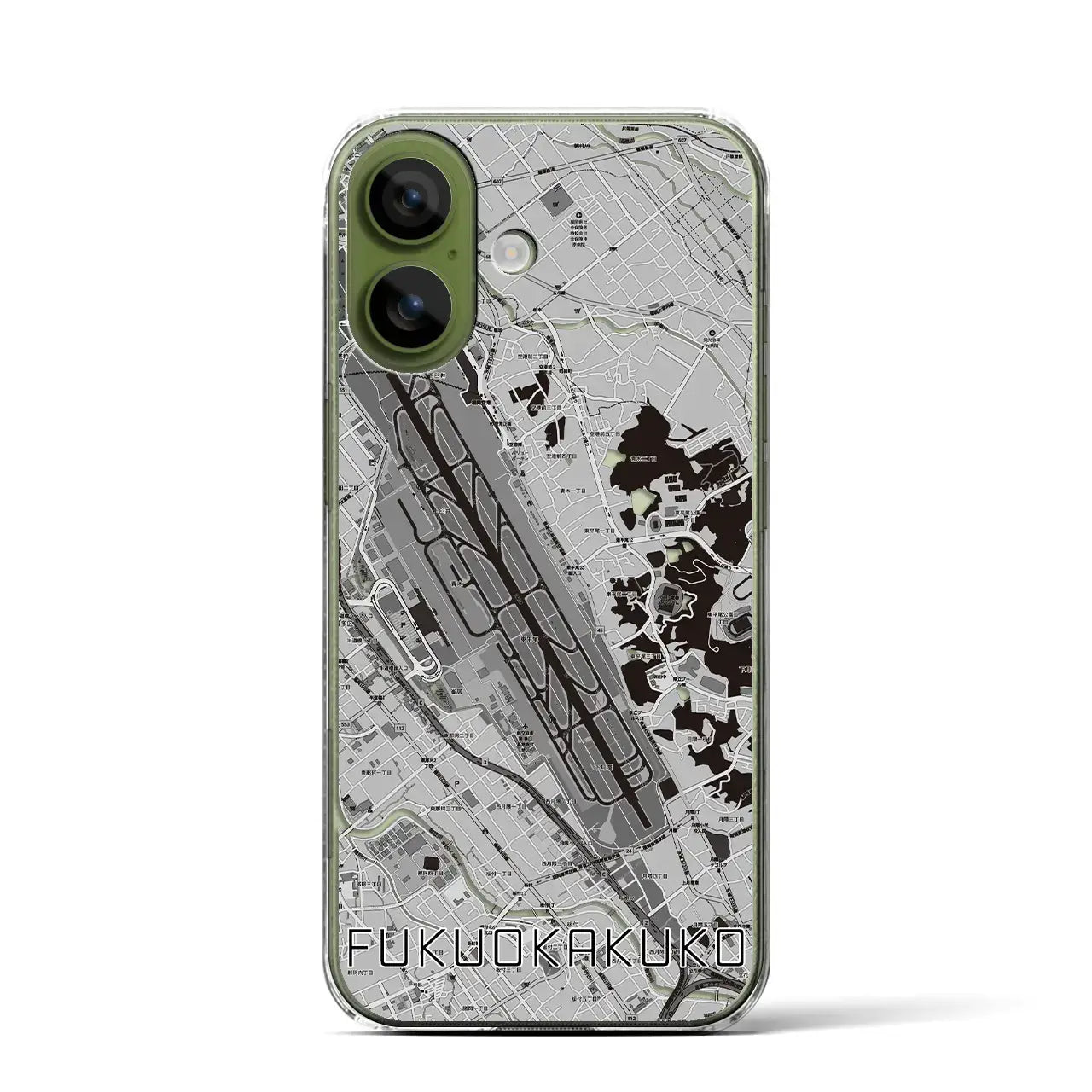 【福岡空港(福岡県)】地図柄iPhoneケース(クリアタイプ)モノトーン・iPhone 17 Pro Max 用