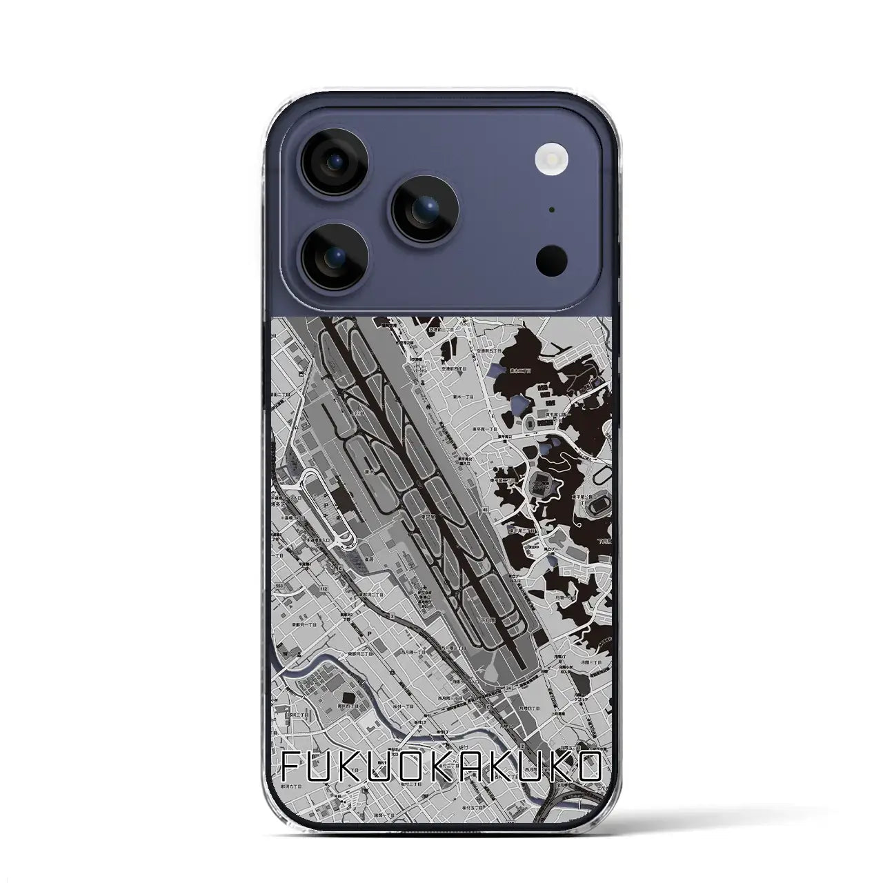 【福岡空港(福岡県)】地図柄iPhoneケース(クリアタイプ)