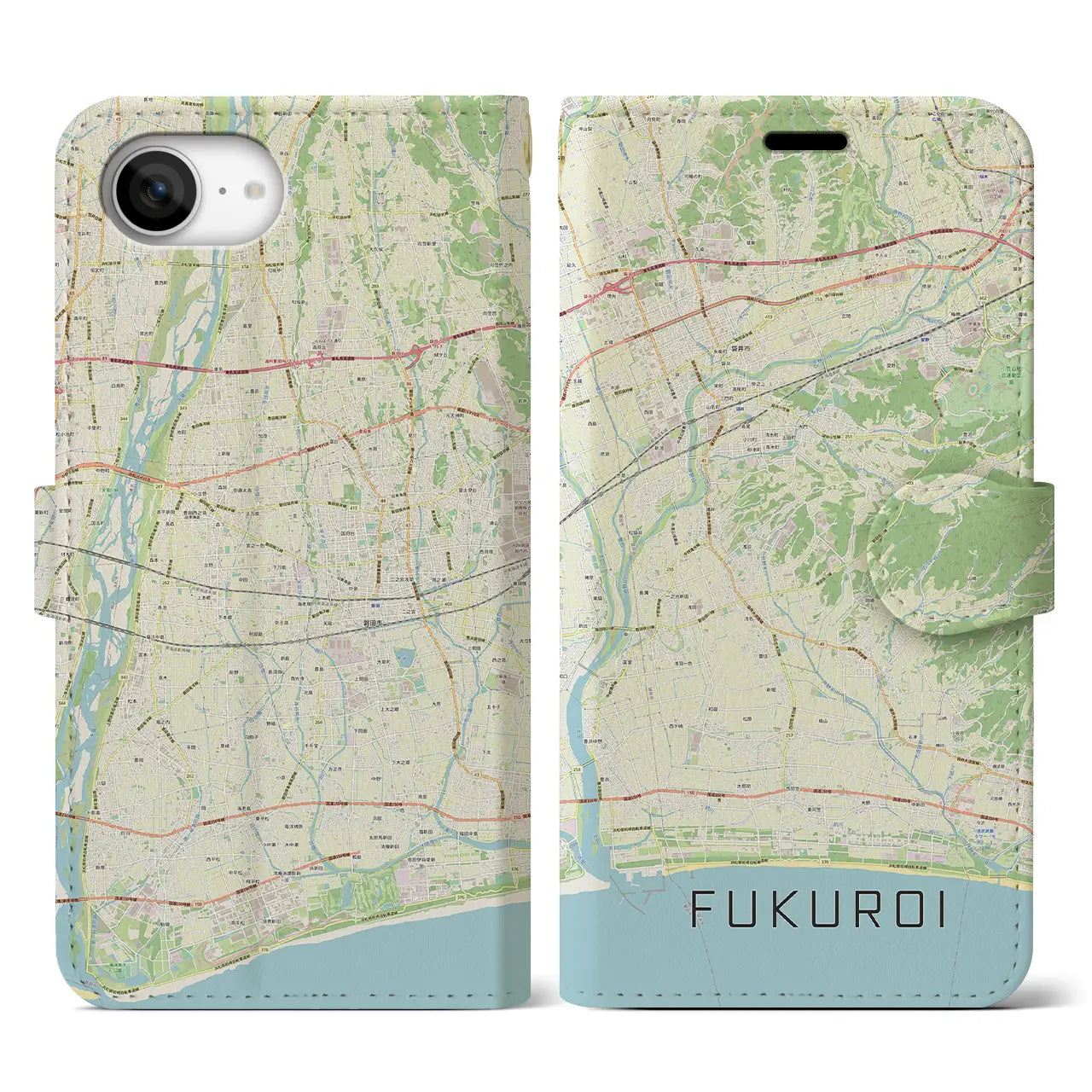 【袋井(静岡県)】地図柄iPhoneケース(手帳タイプ)