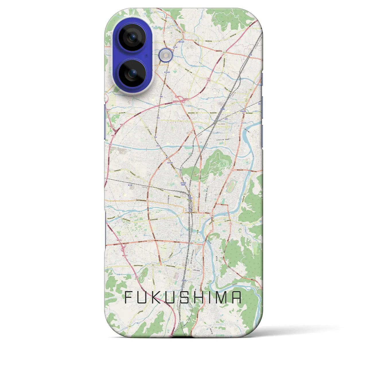 【福島(福島県)】地図柄iPhoneケース(バックカバータイプ)ブラック・iPhone 16 Pro Max 用