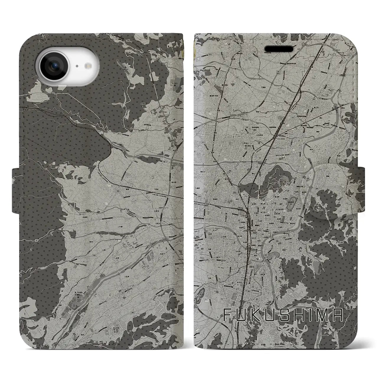 【福島(福島県)】地図柄iPhoneケース(手帳タイプ)