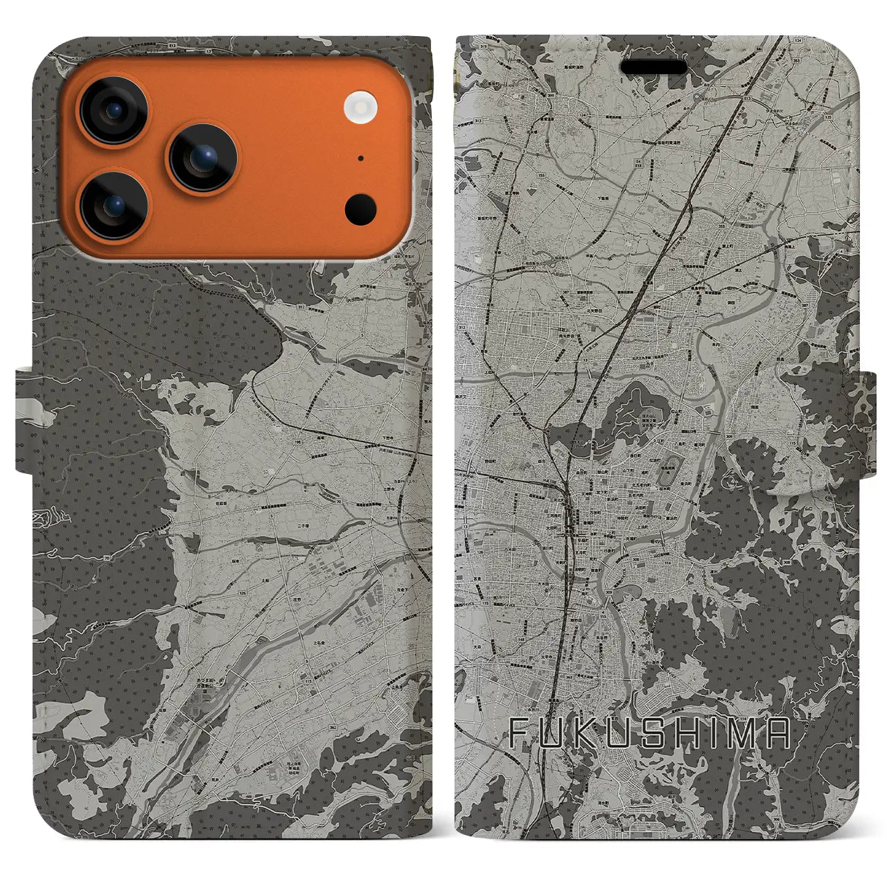 【福島(福島県)】地図柄iPhoneケース(手帳タイプ)