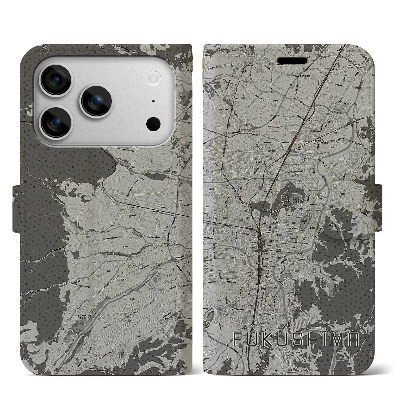 【福島(福島県)】地図柄iPhoneケース(手帳タイプ)