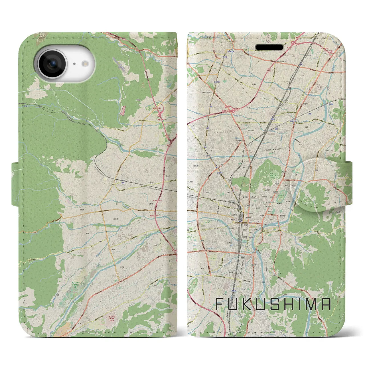 【福島(福島県)】地図柄iPhoneケース(手帳タイプ)