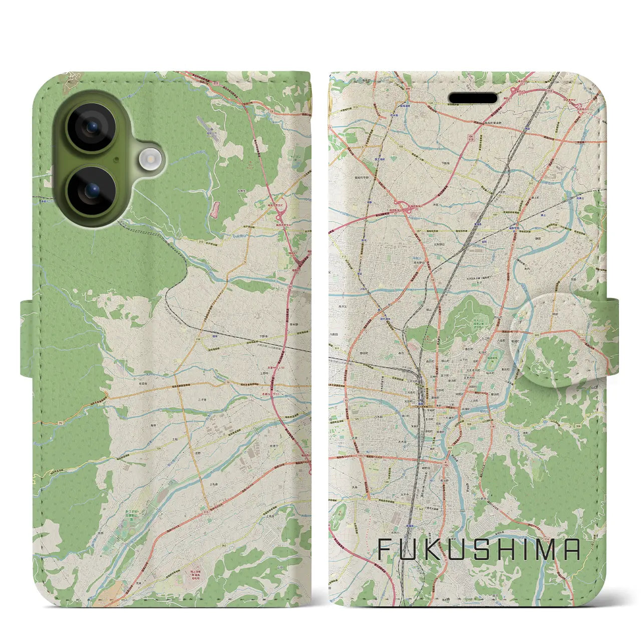 【福島(福島県)】地図柄iPhoneケース(手帳タイプ)