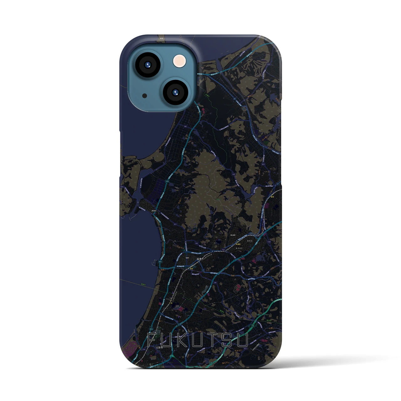 【福津(福岡県)】地図柄iPhoneケース(バックカバータイプ)