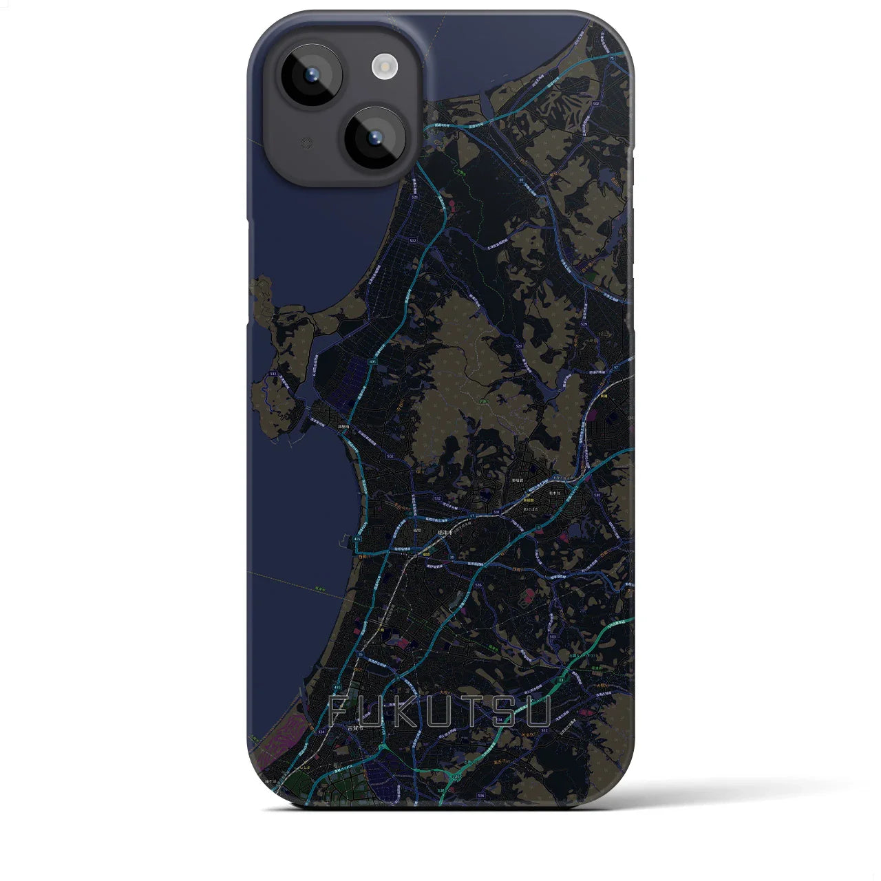 【福津(福岡県)】地図柄iPhoneケース(バックカバータイプ)