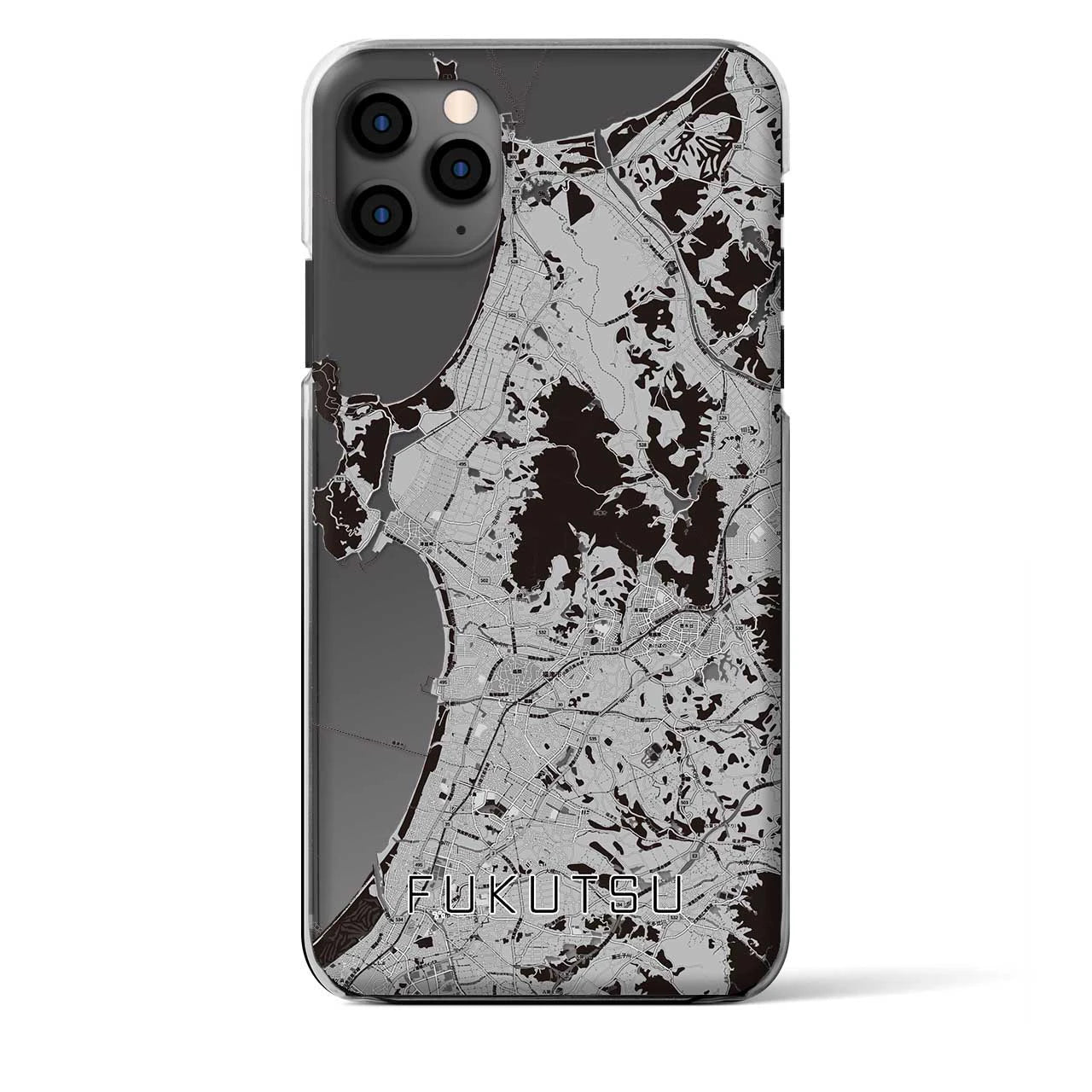 【福津(福岡県)】地図柄iPhoneケース(クリアタイプ)モノトーン・iPhone 11 Pro Max 用