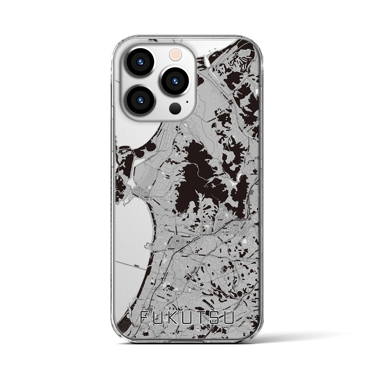【福津(福岡県)】地図柄iPhoneケース(クリアタイプ)