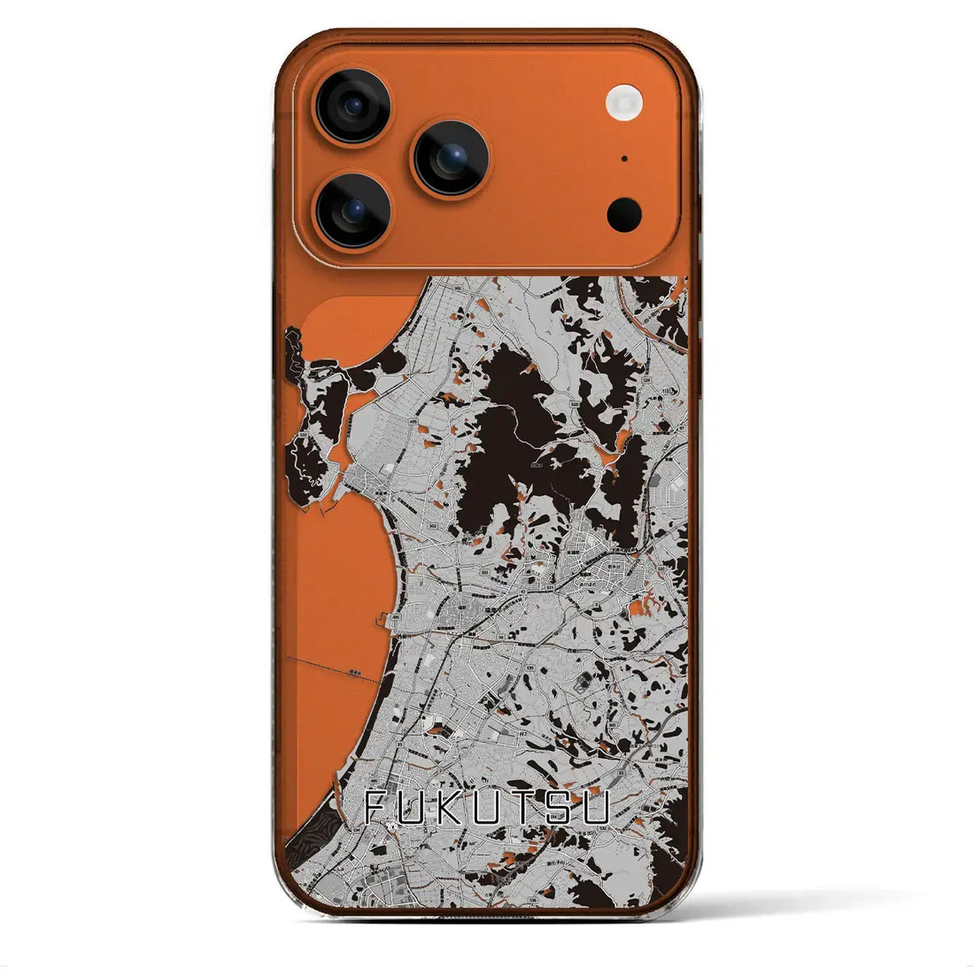 【福津(福岡県)】地図柄iPhoneケース(クリアタイプ)モノトーン・iPhone 17 Pro Max 用