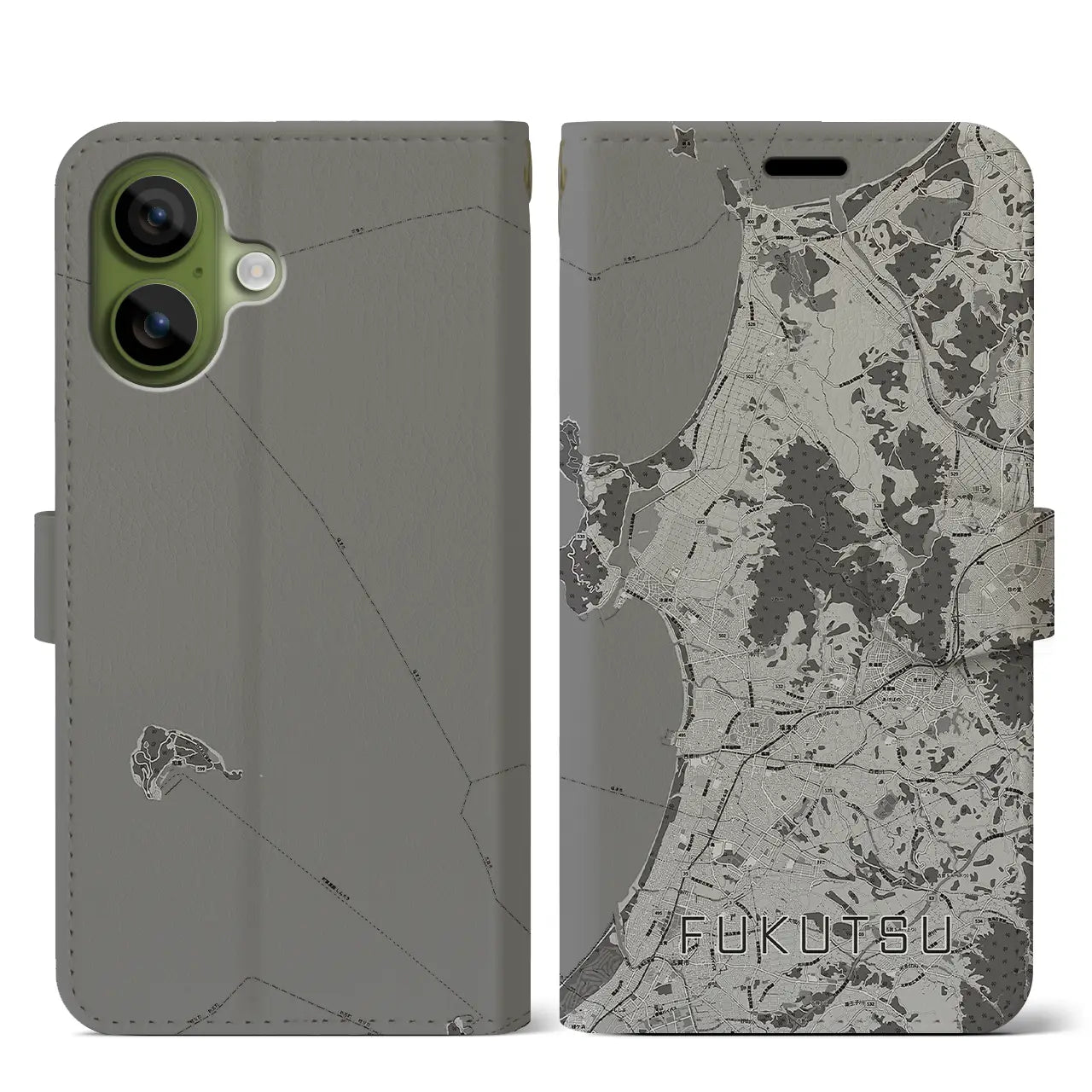 【福津(福岡県)】地図柄iPhoneケース(手帳タイプ)
