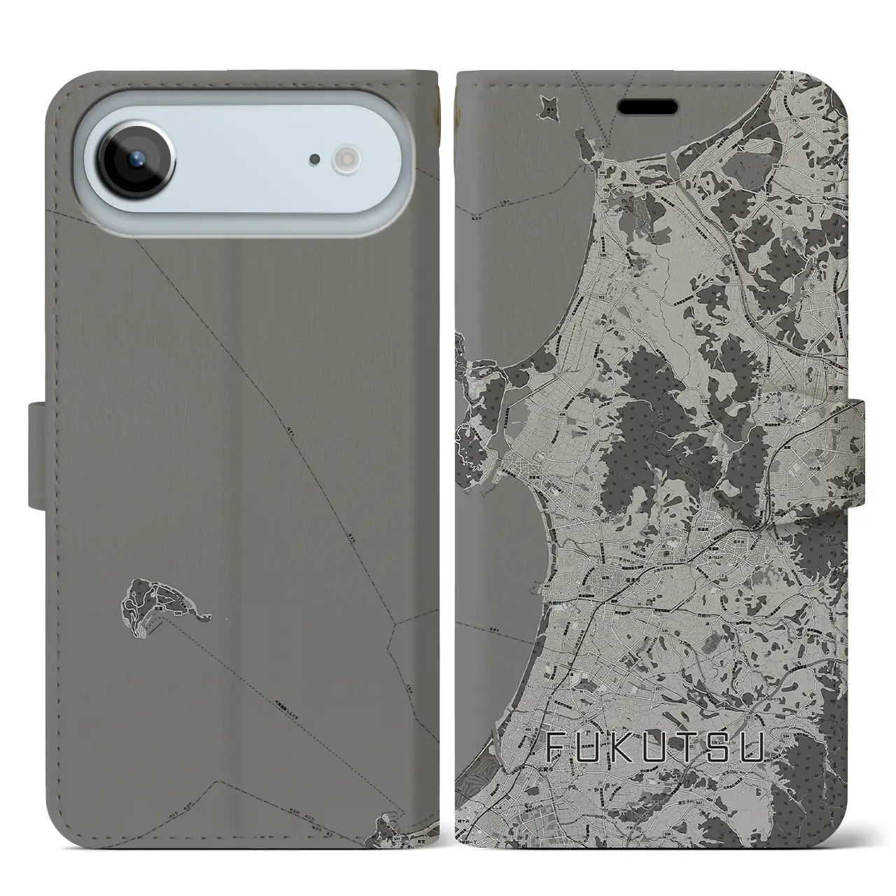 【福津(福岡県)】地図柄iPhoneケース(手帳タイプ)