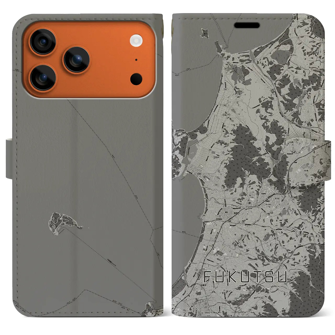 【福津(福岡県)】地図柄iPhoneケース(手帳タイプ)